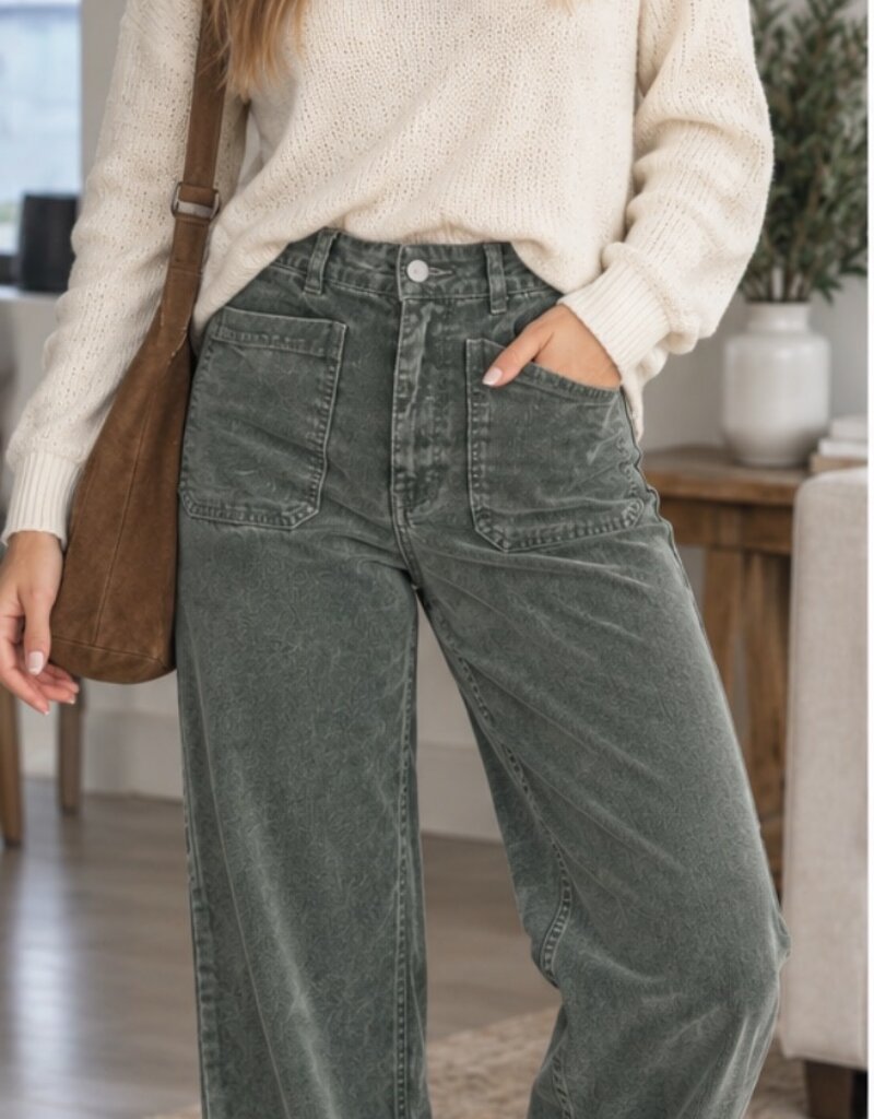 Hello Nite Cotton Stretch Cord Wide Leg Pant