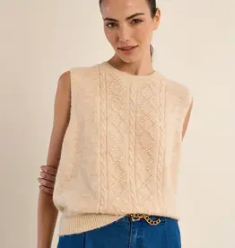 Molly Braken Cable Knit Round Neck Vest