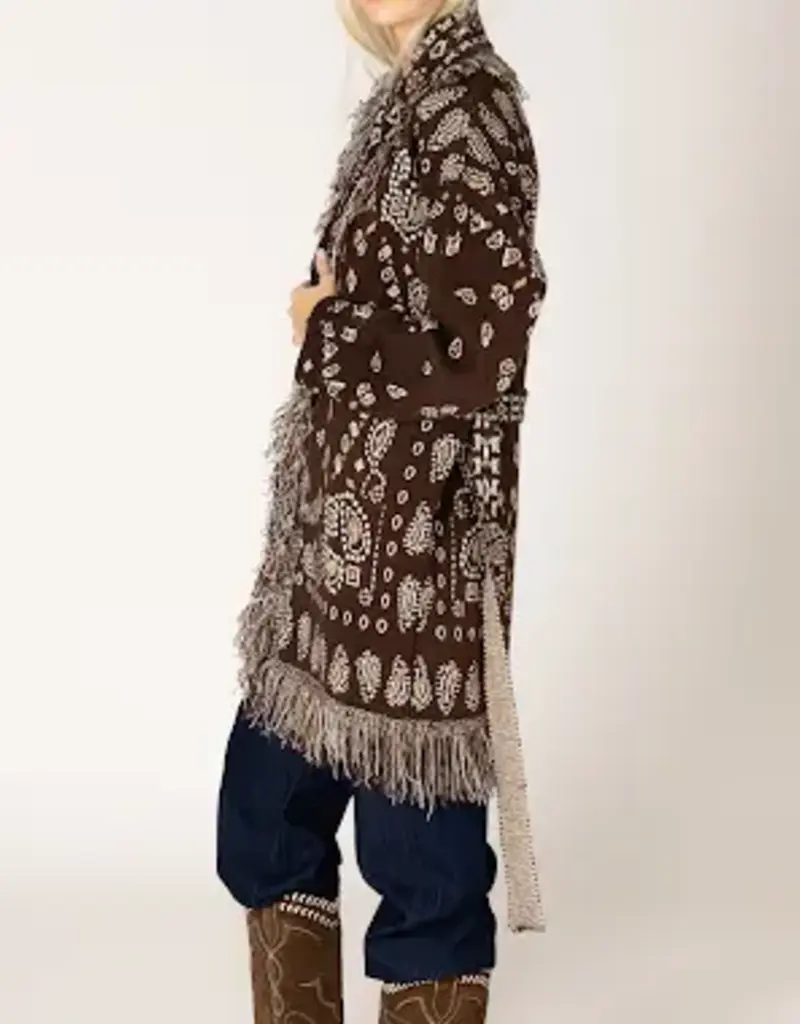 Lyla & Lux Saddle Fair Isle Bandana Print Cardi