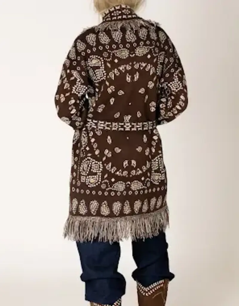 Lyla & Lux Saddle Fair Isle Bandana Print Cardi