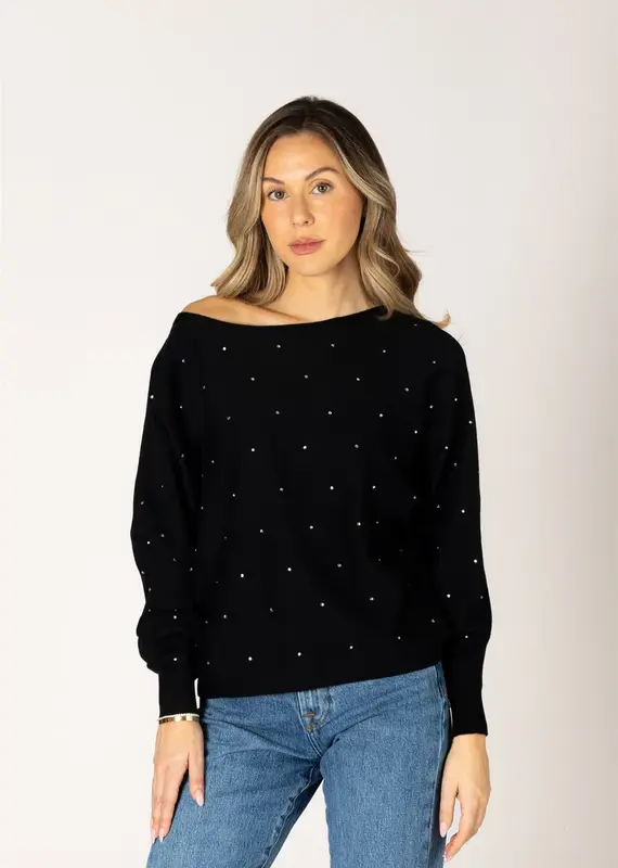Lyla & Lux Nobu Crystal Off Shoulder Sweater