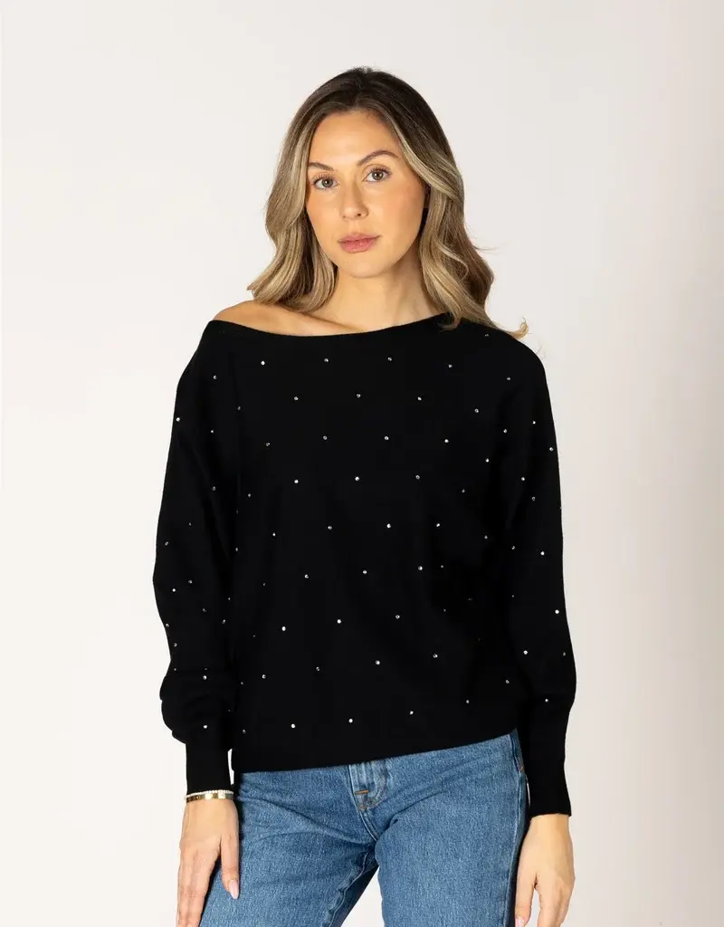 Lyla & Lux Nobu Crystal Off Shoulder Sweater