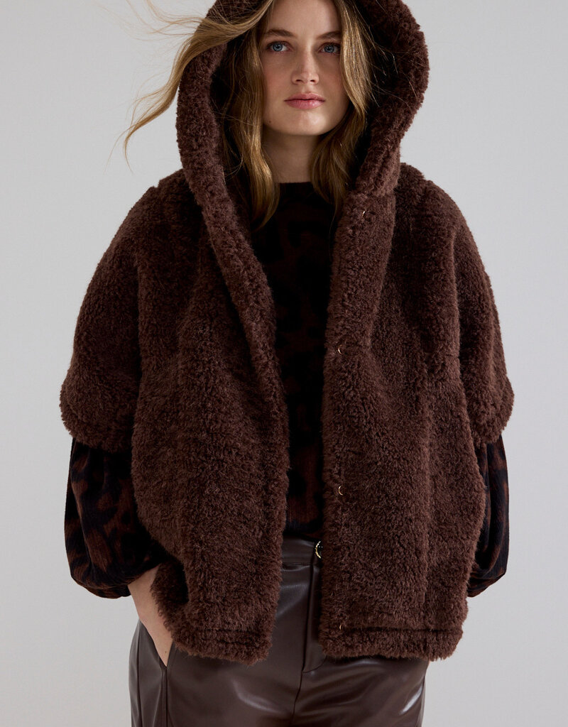 Tramontana Faux Fur Hooded Cape