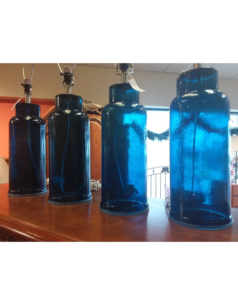 blue glass lamp base