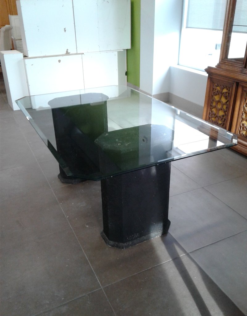 Twin Pedestal Tempered Glass Table Habitat For Humanity Restore