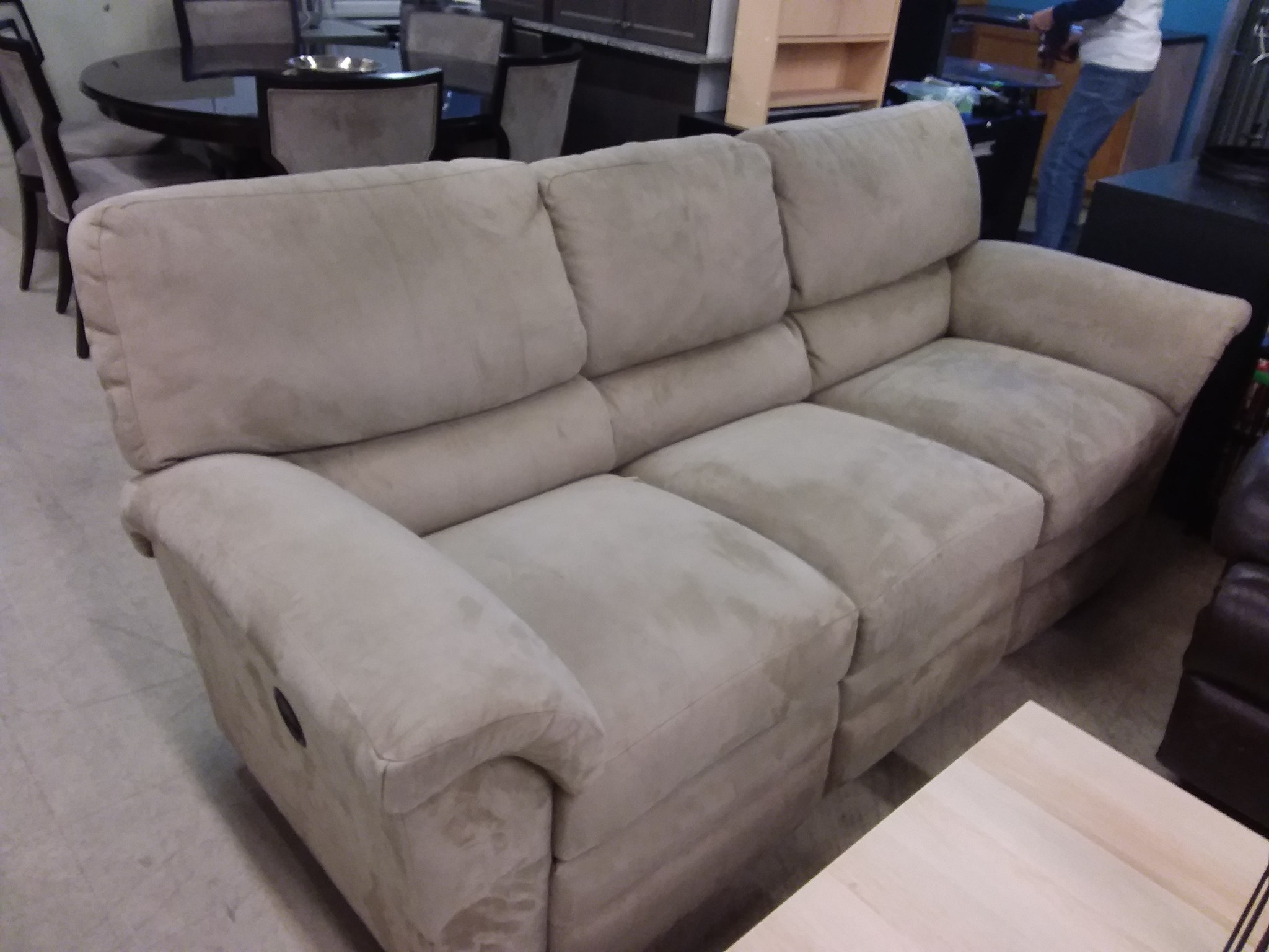 Beige Suede Sofa Habitat For Humanity Restore