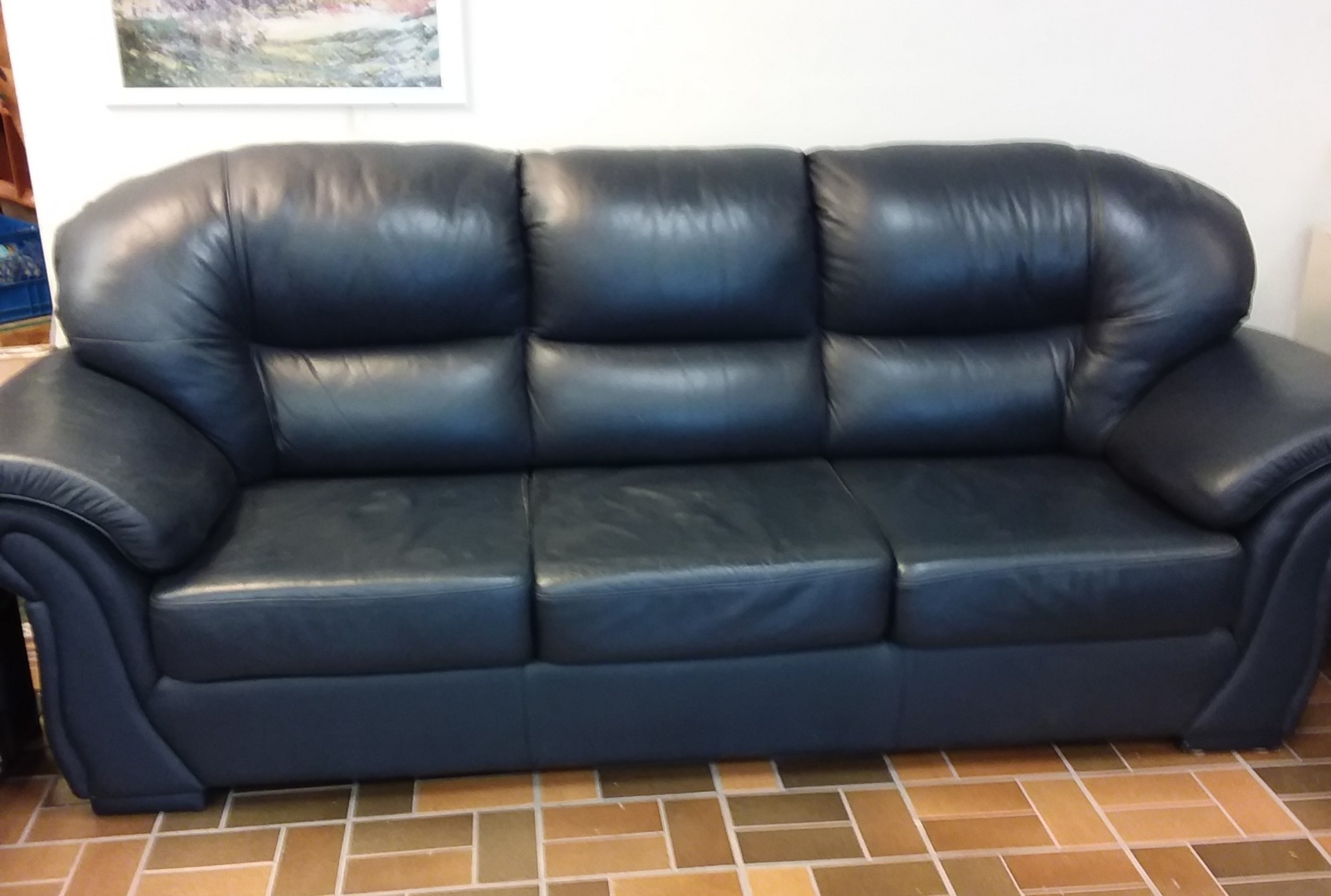 Dark Navy Leather Sofa Set Habitat for Humanity ReStore
