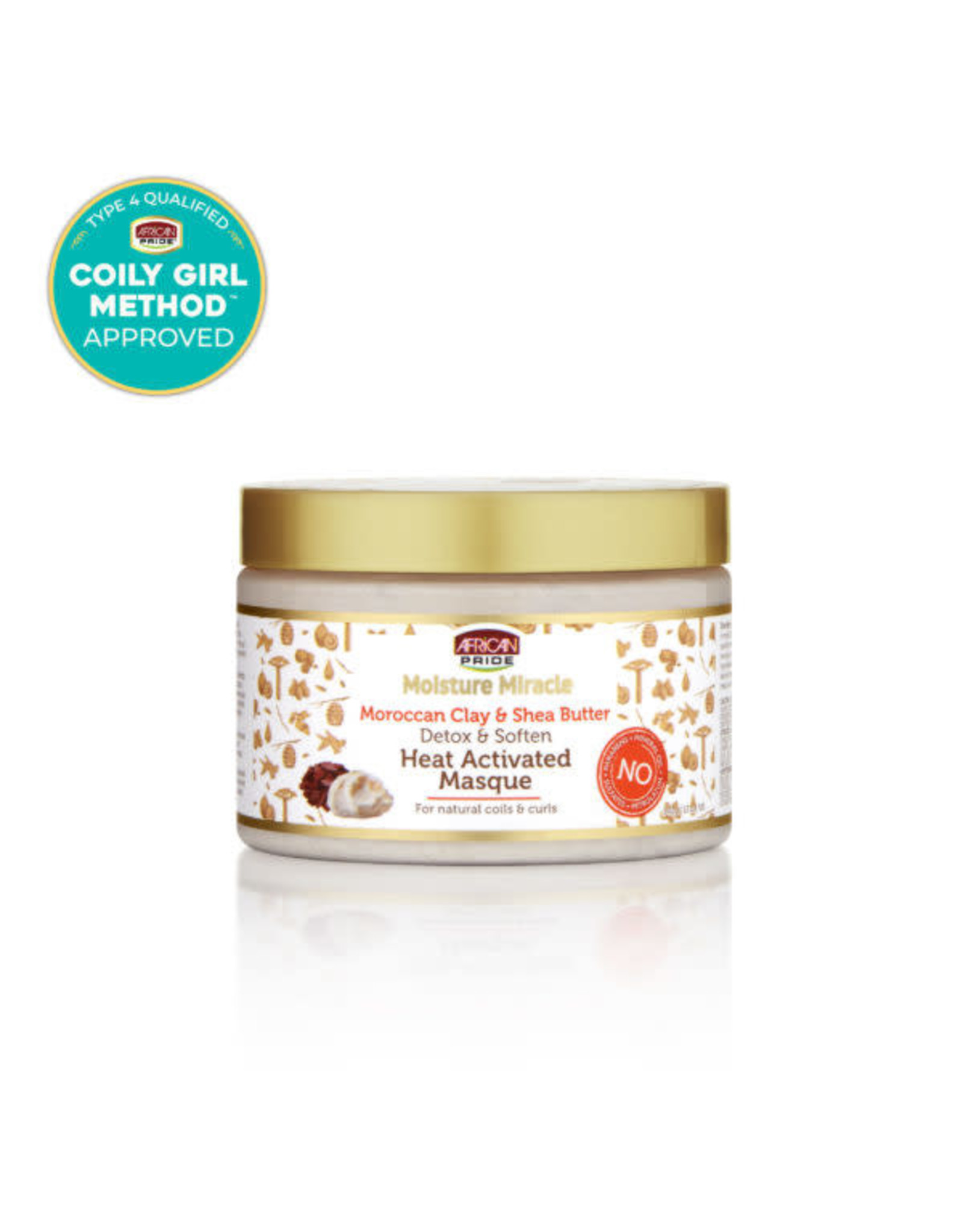 AFRICAN PRIDE MOISTURE MIRACLE MOROCCAN CLAY & SHEA BUTTER HEAT ACTIVATED MASQUE 12OZ