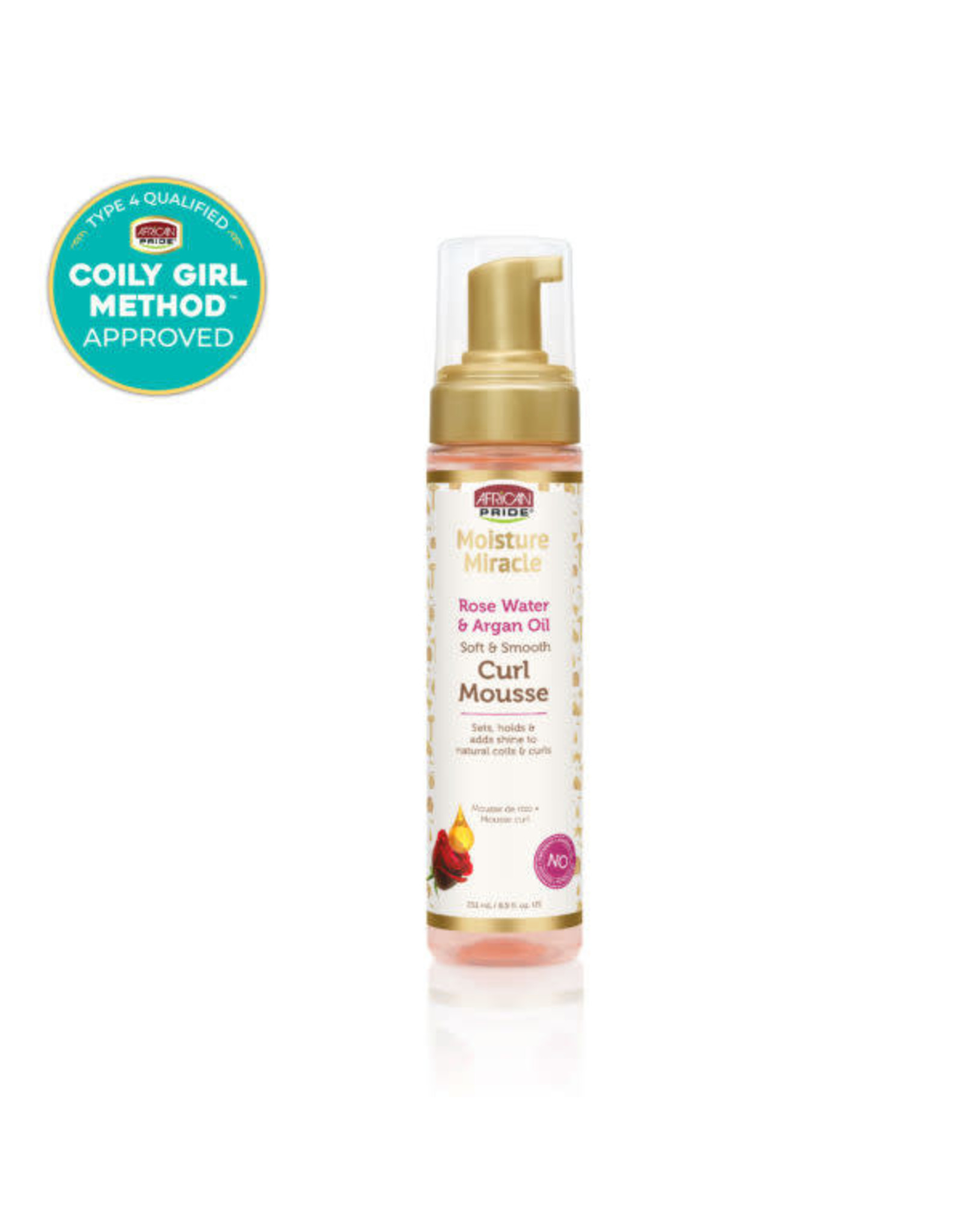 AFRICAN PRIDE MOISTURE MIRACLE ROSE WATER & ARGAN OIL CURL MOUSSE 8.5OZ