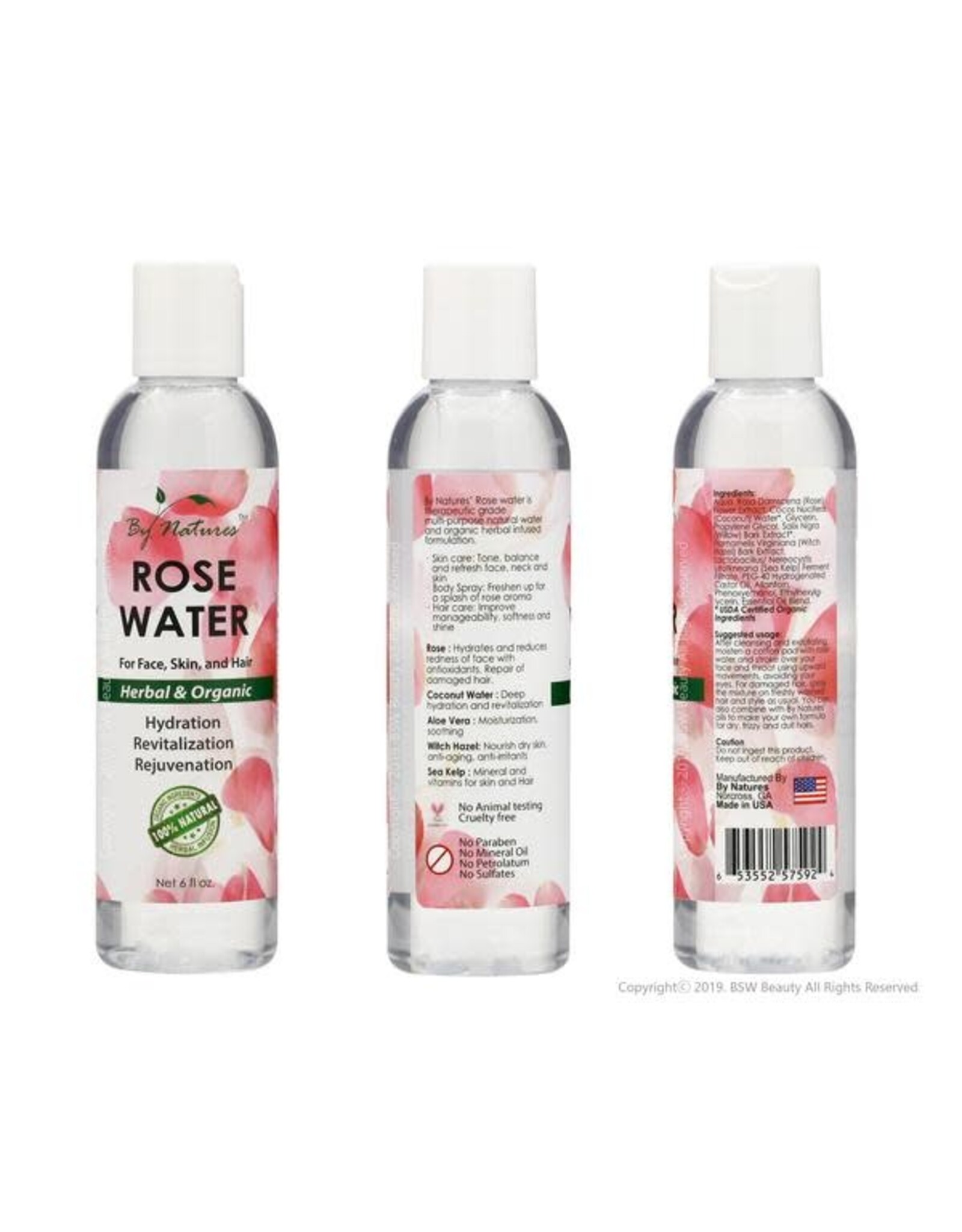 BY NATURES ROSE WATER 6OZ