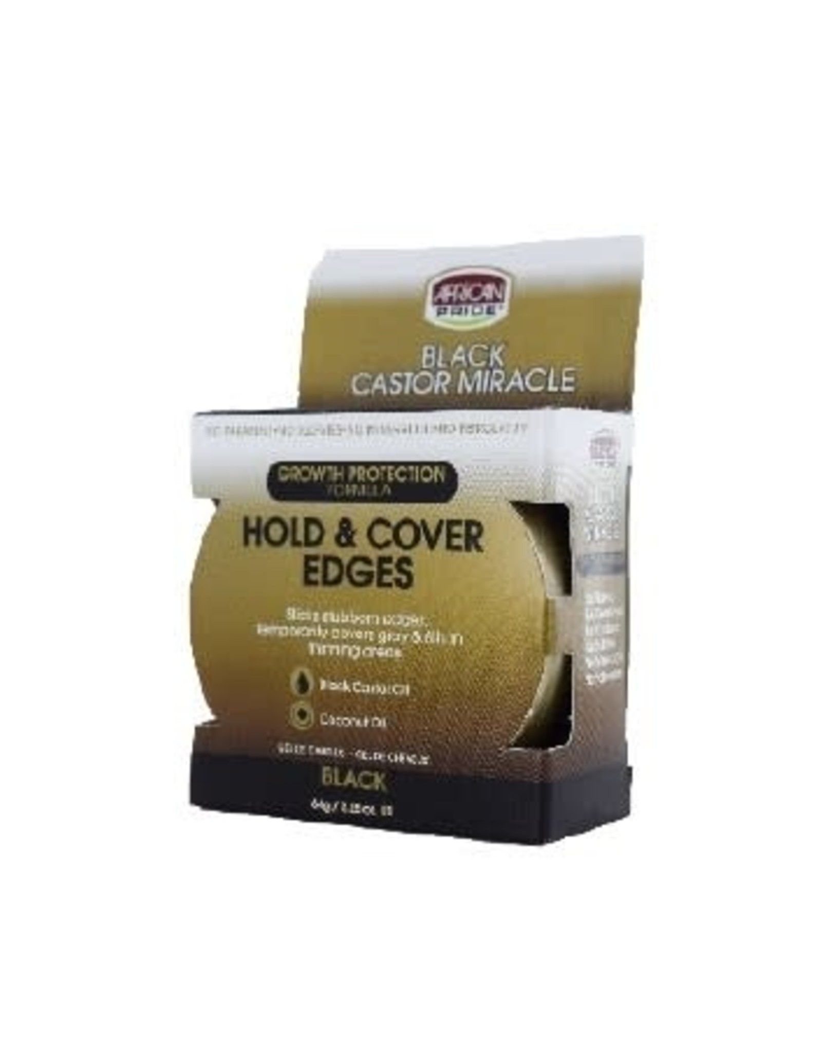 AFRICAN PRIDE BLACK CASTOR MIRACLE HOLD & COVER EDGES BLACK 2.25OZ