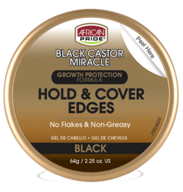 AFRICAN PRIDE BLACK CASTOR MIRACLE HOLD & COVER EDGES BLACK 2.25OZ