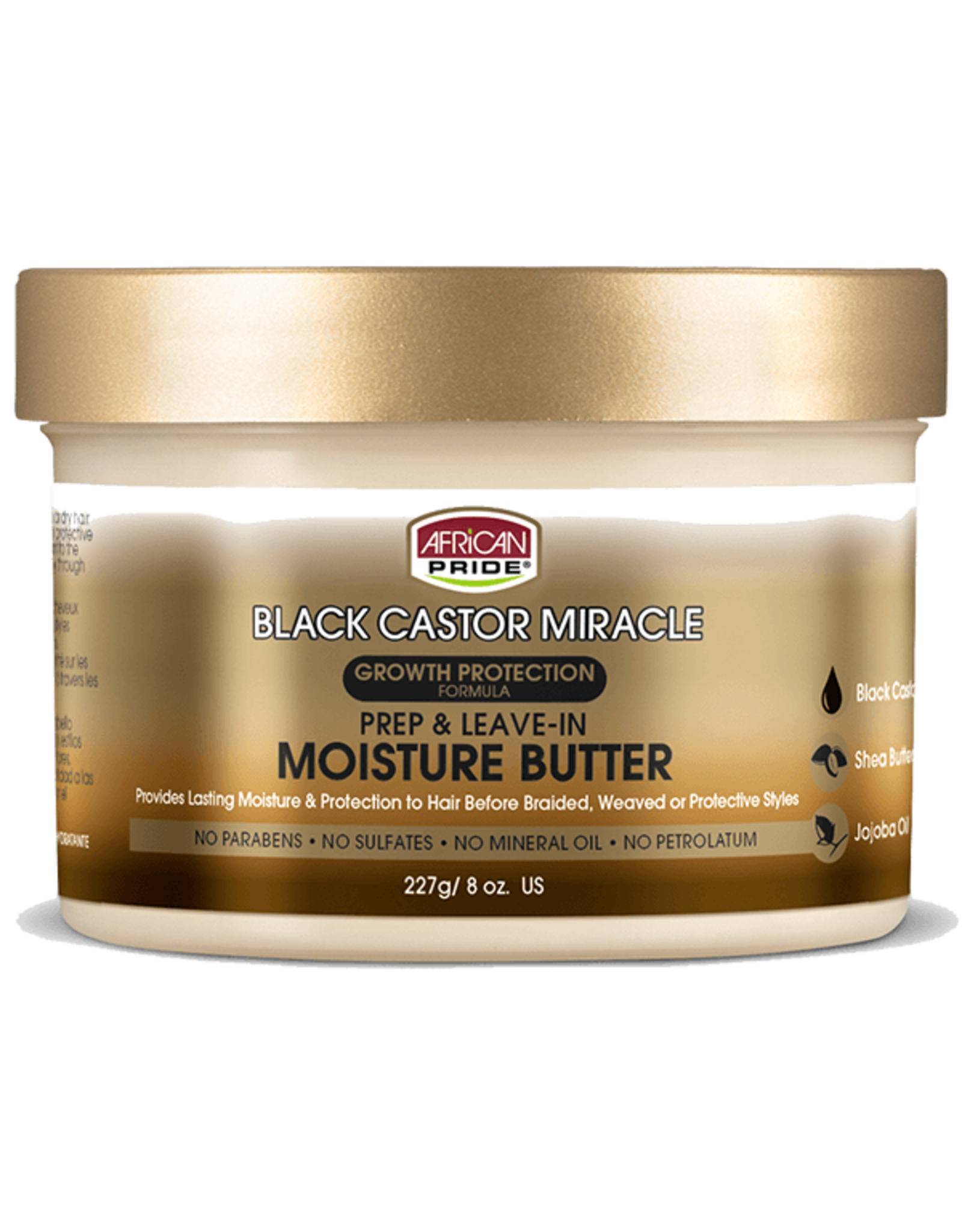 AFRICAN PRIDE BLACK CASTOR MIRACLE PREP & LEAVE-IN MOISTURE BUTTER 8OZ
