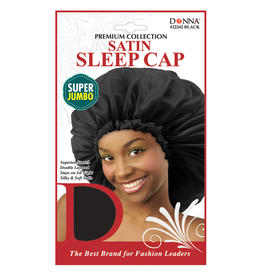 DONNA COLLECTION SATIN SLEEP CAP SUPER JUMBO BLACK