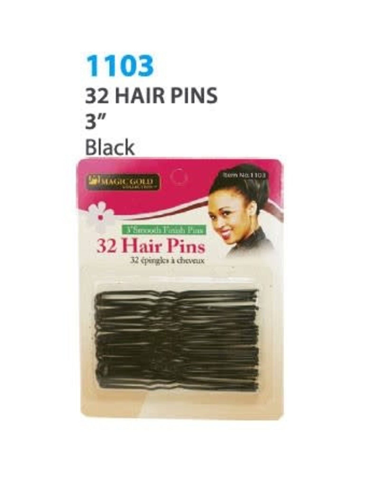MAGIC 32 HAIR PINS 3" BLACK