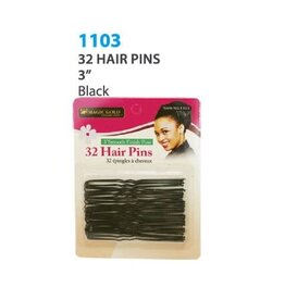 MAGIC 32 HAIR PINS 3" BLACK