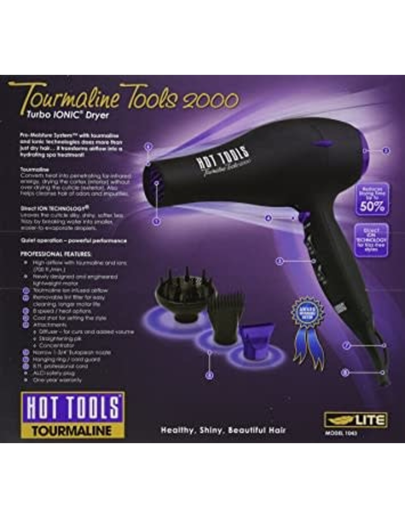 HOT TOOLS TOURMALINE TOOLS 2000 TURBO IONIC DRYER