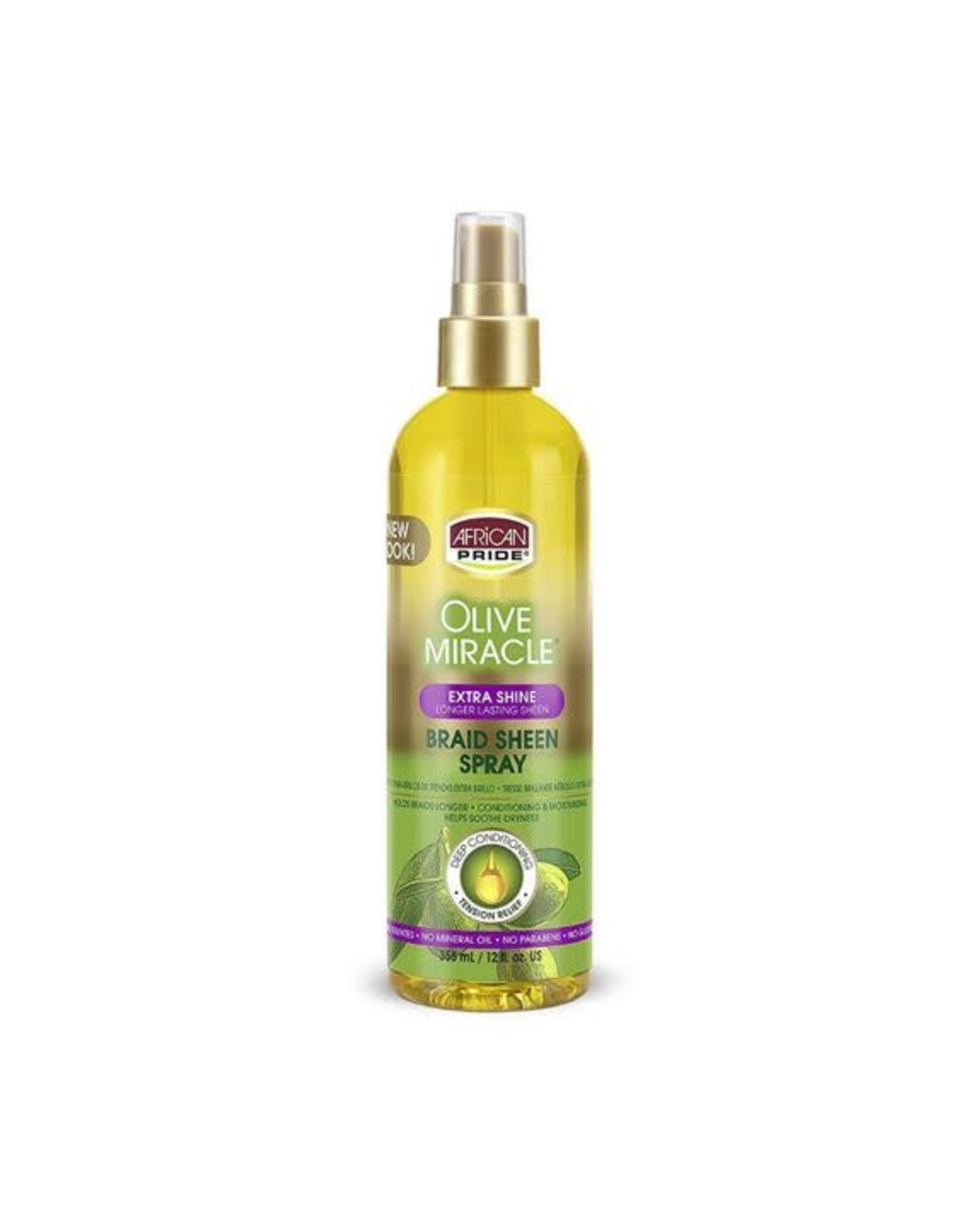 AFRICAN PRIDE OLIVE MIRACLE BRAID SHEEN SPRAY EXTRA SHINE 12OZ