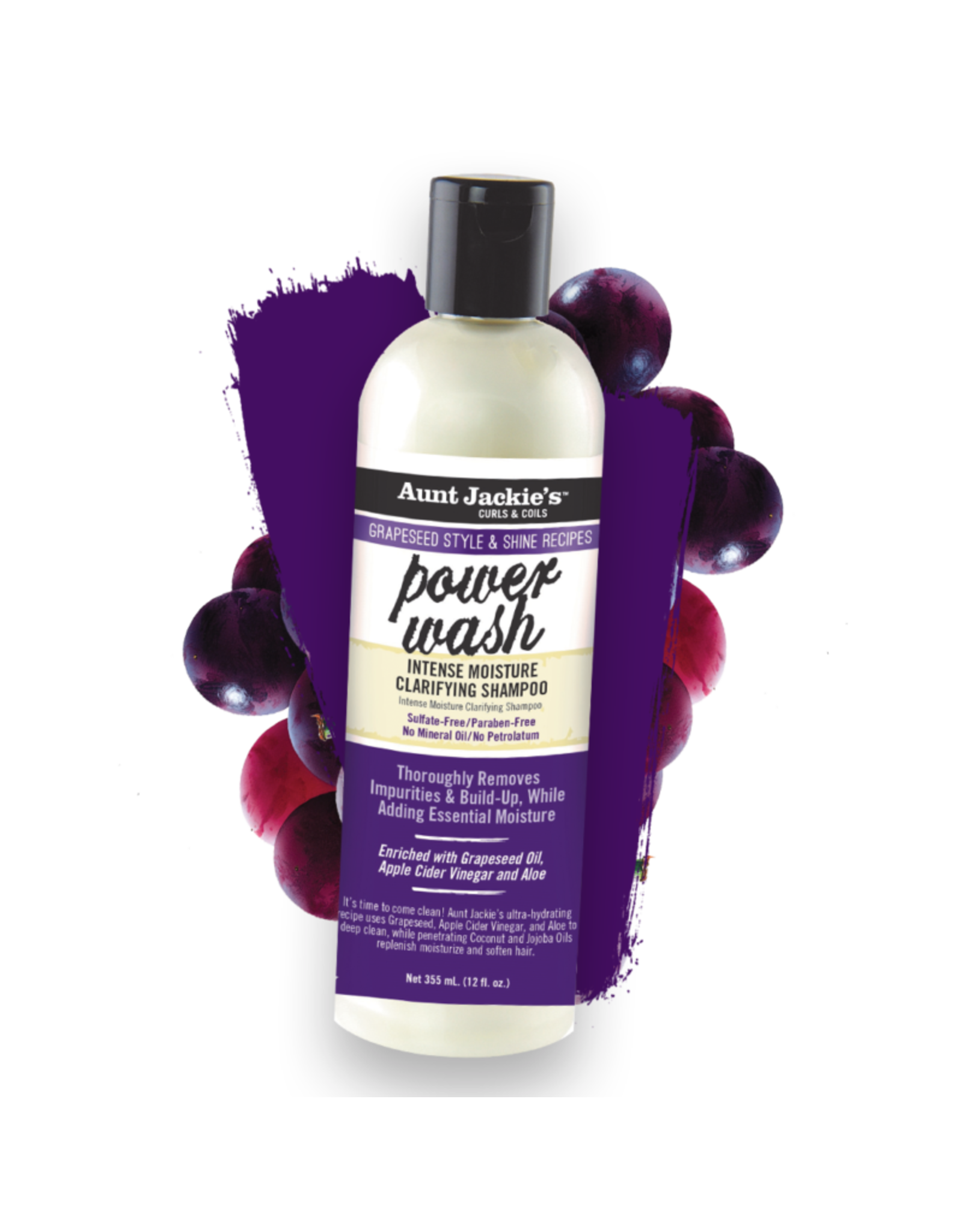AUNT JACKIE'S GRAPESEED POWER WASH INTENSE MOISTURE CLARIFYING SHAMPOO 12OZ