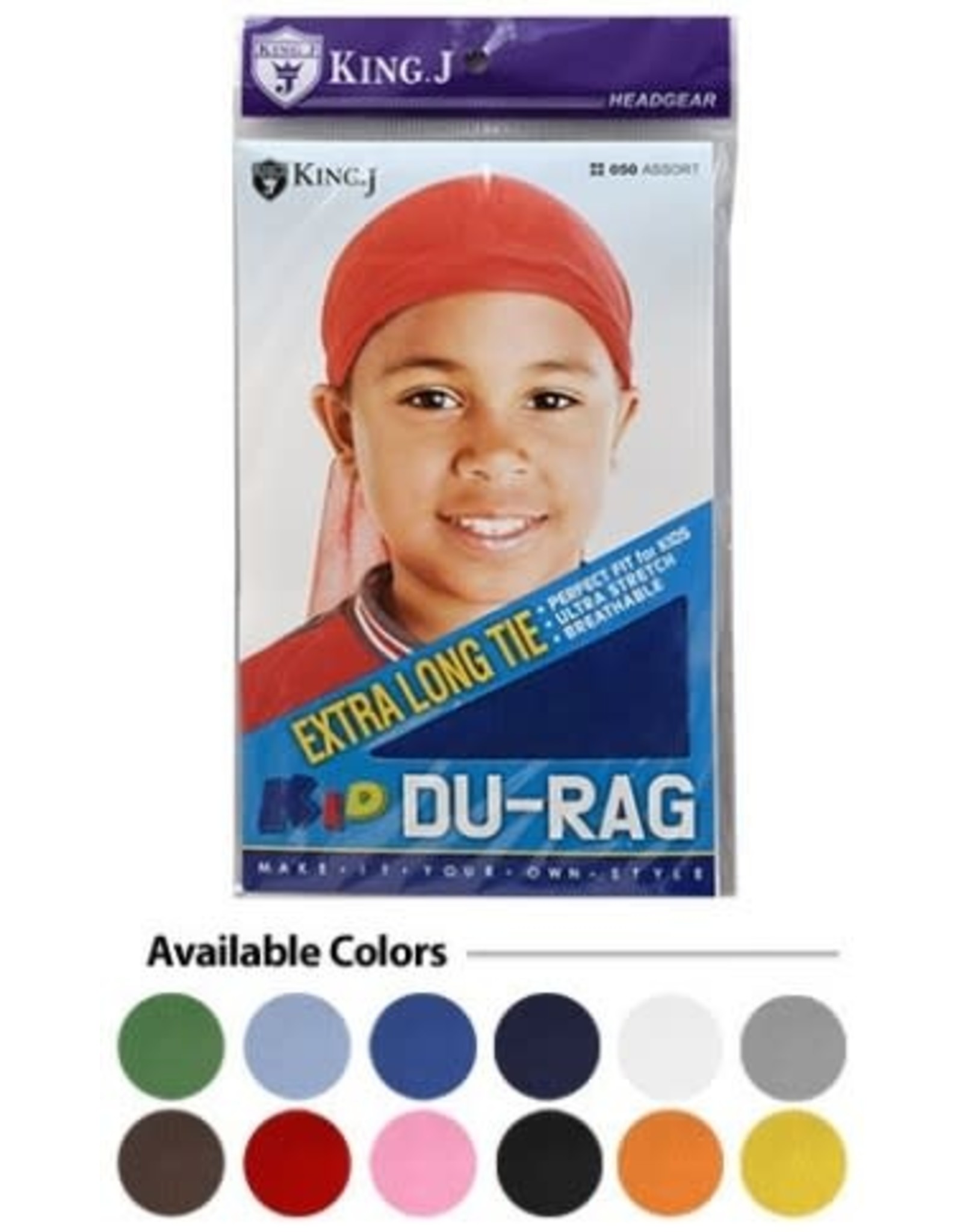 KING. J KID DU-RAG EXTRA LONG TIE ASST. COLOURS