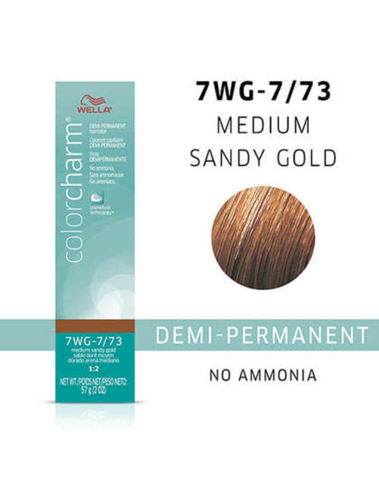 WELLA COLOR CHARM DEMI-PERMANENT -  7WG - 7/73 MEDIUM SANDY GOLD/MEDIUM CARAMEL BLONDE