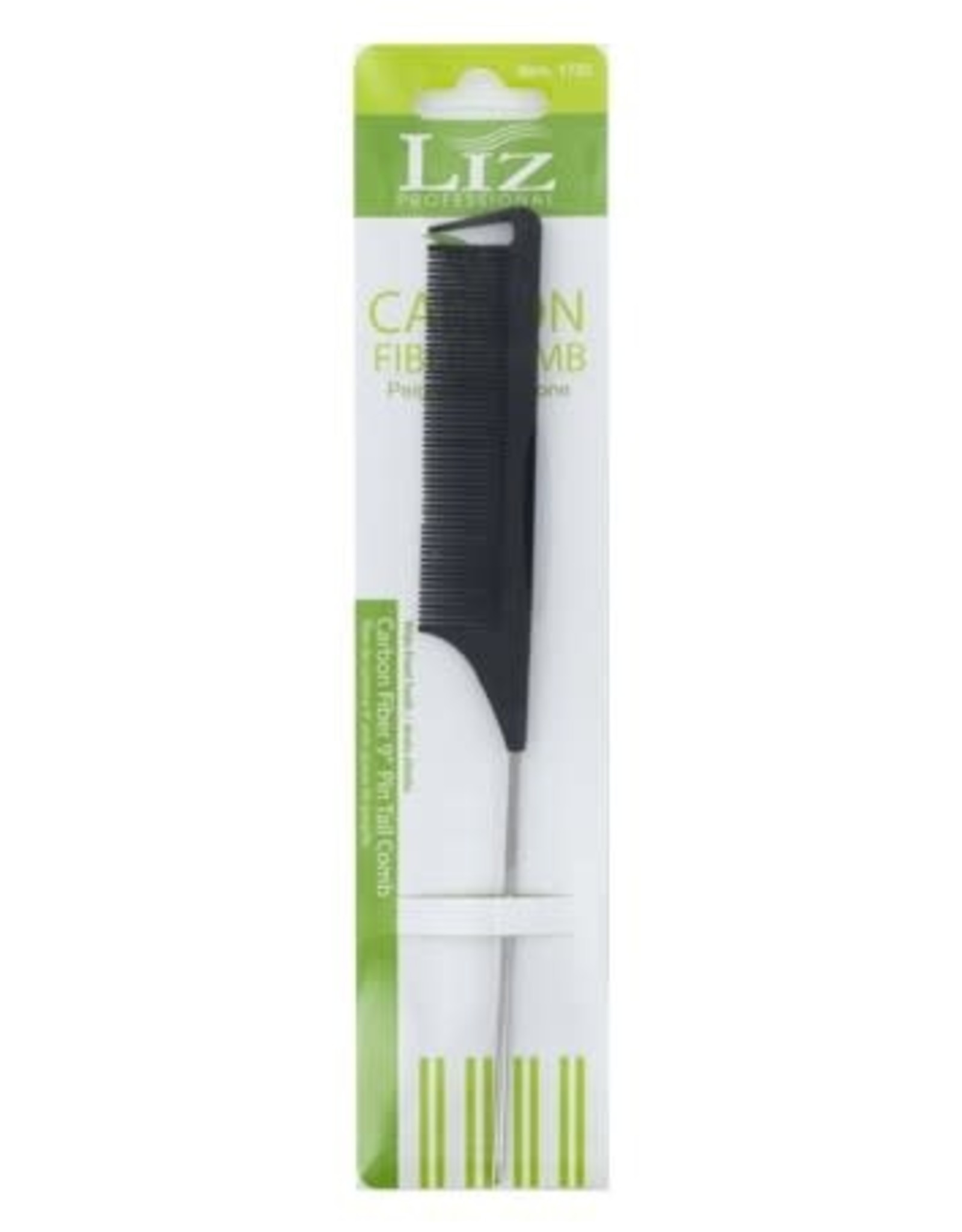LIZ PROFESSIONAL CARE 9" CARBON PIN TAIL COMB WIDE FRONT TOOTH