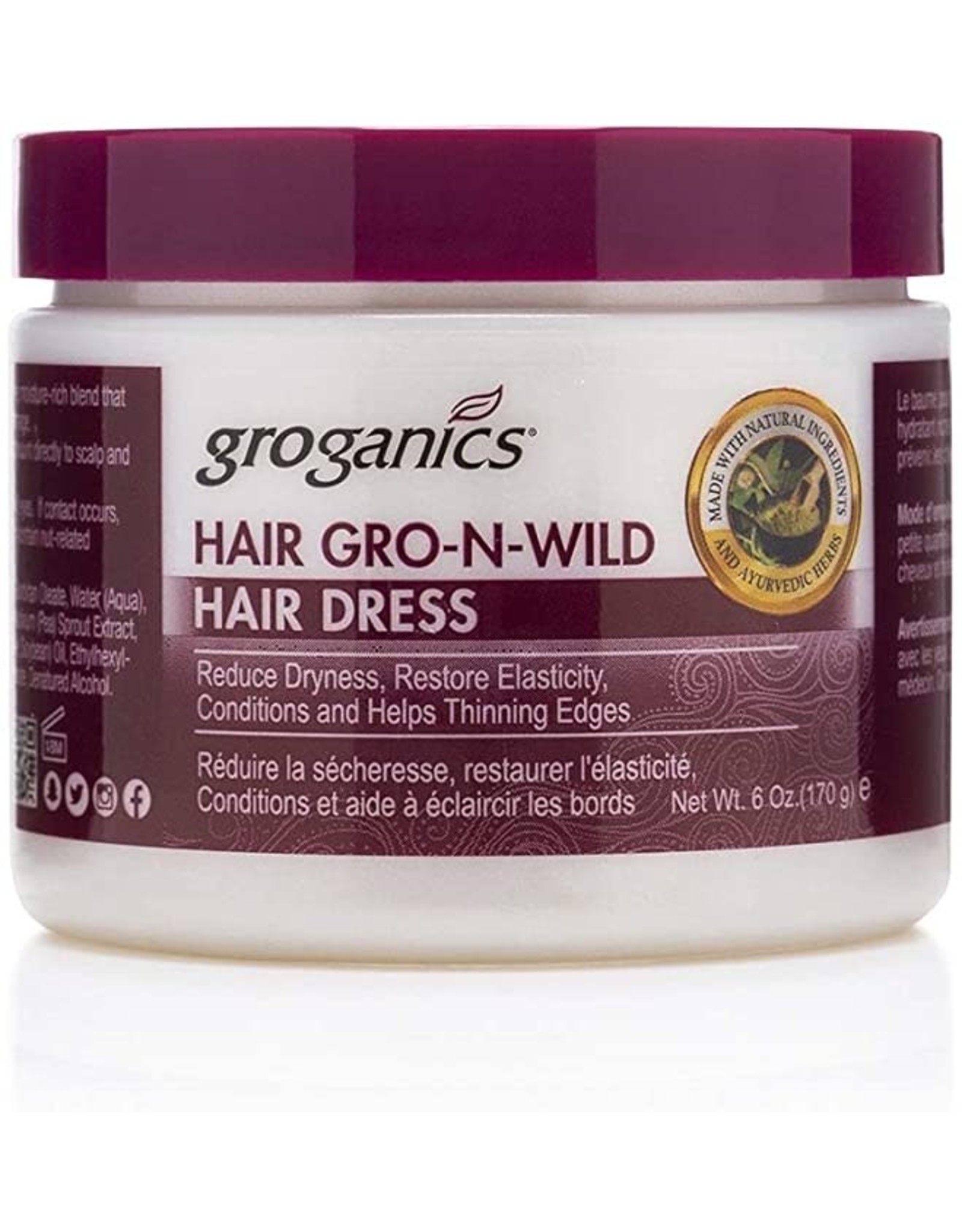 GROGANICS HAIR GRO-N-WILD 6OZ