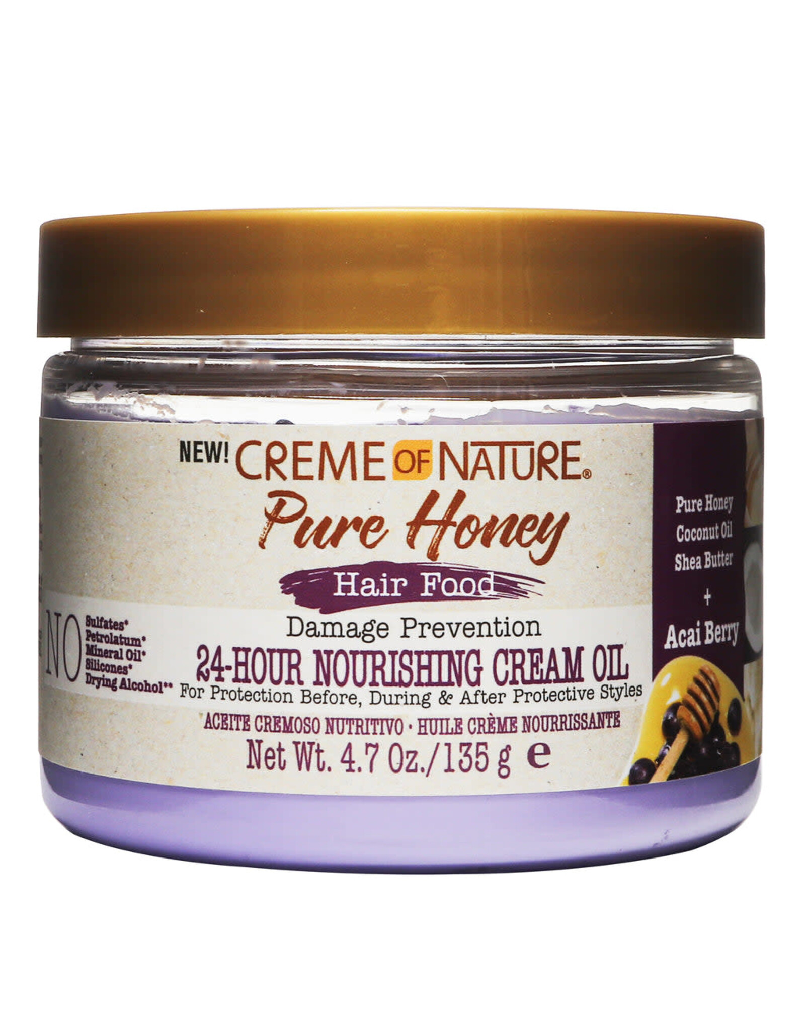 CREME OF NATURE PURE HONEY 24-HOUR NOURISHING CREAM OIL 4.7OZ