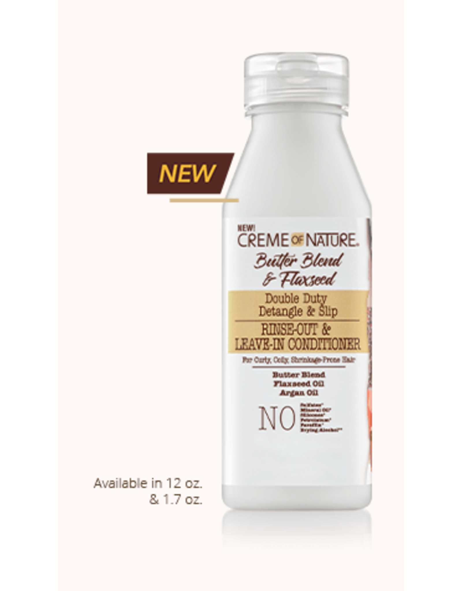 CREME OF NATURE BUTTER BLEND & FLAXSEED DOUBLE DETANGLE & SLIP RINSE-OUT & LEAVE-IN CONDITIONER 12OZ