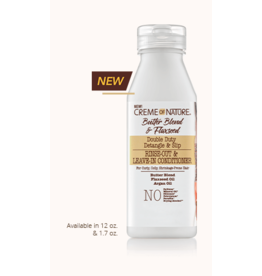 CREME OF NATURE BUTTER BLEND & FLAXSEED DOUBLE DETANGLE & SLIP RINSE-OUT & LEAVE-IN CONDITIONER 12OZ