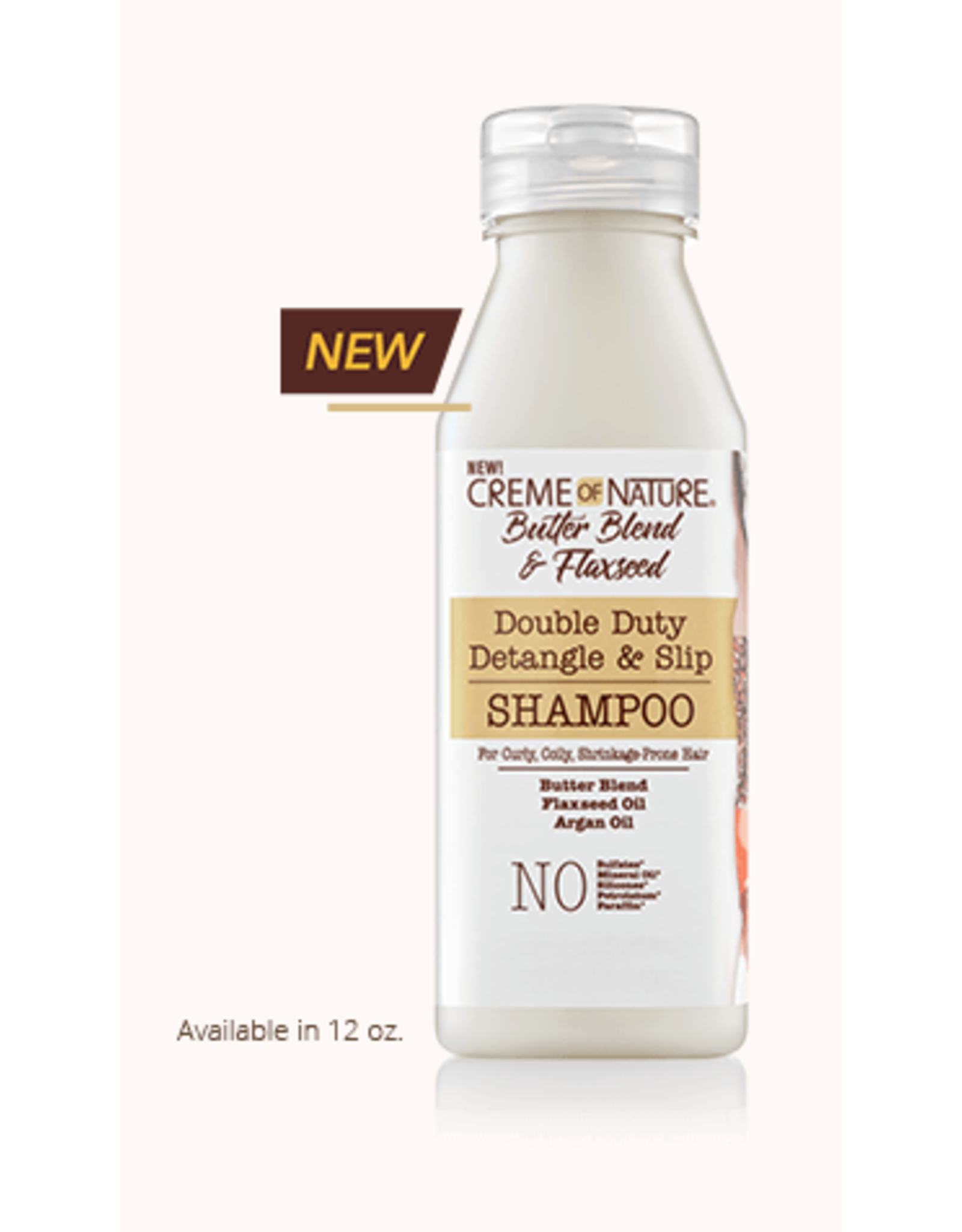 CREME OF NATURE BUTTER BLEND & FLAXSEED DOUBLE DETANGLE & SLIP SHAMPOO 12OZ
