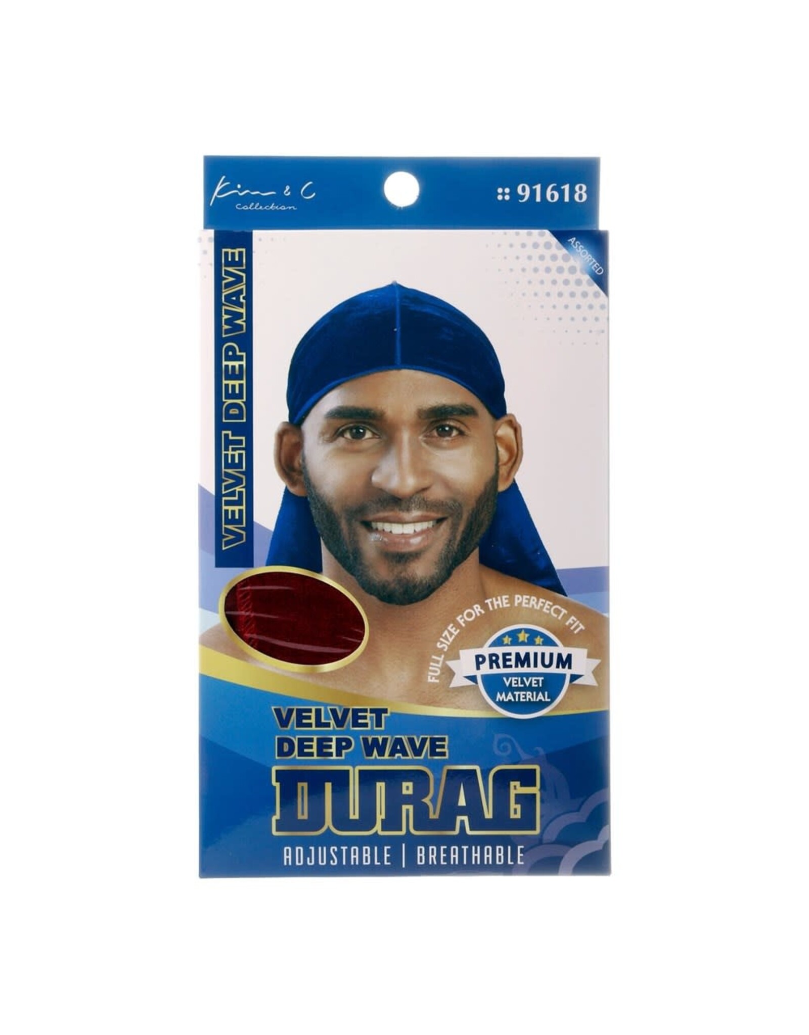 KIM & C VELVET DEEP WAVE DURAG - ASST. COLOURS