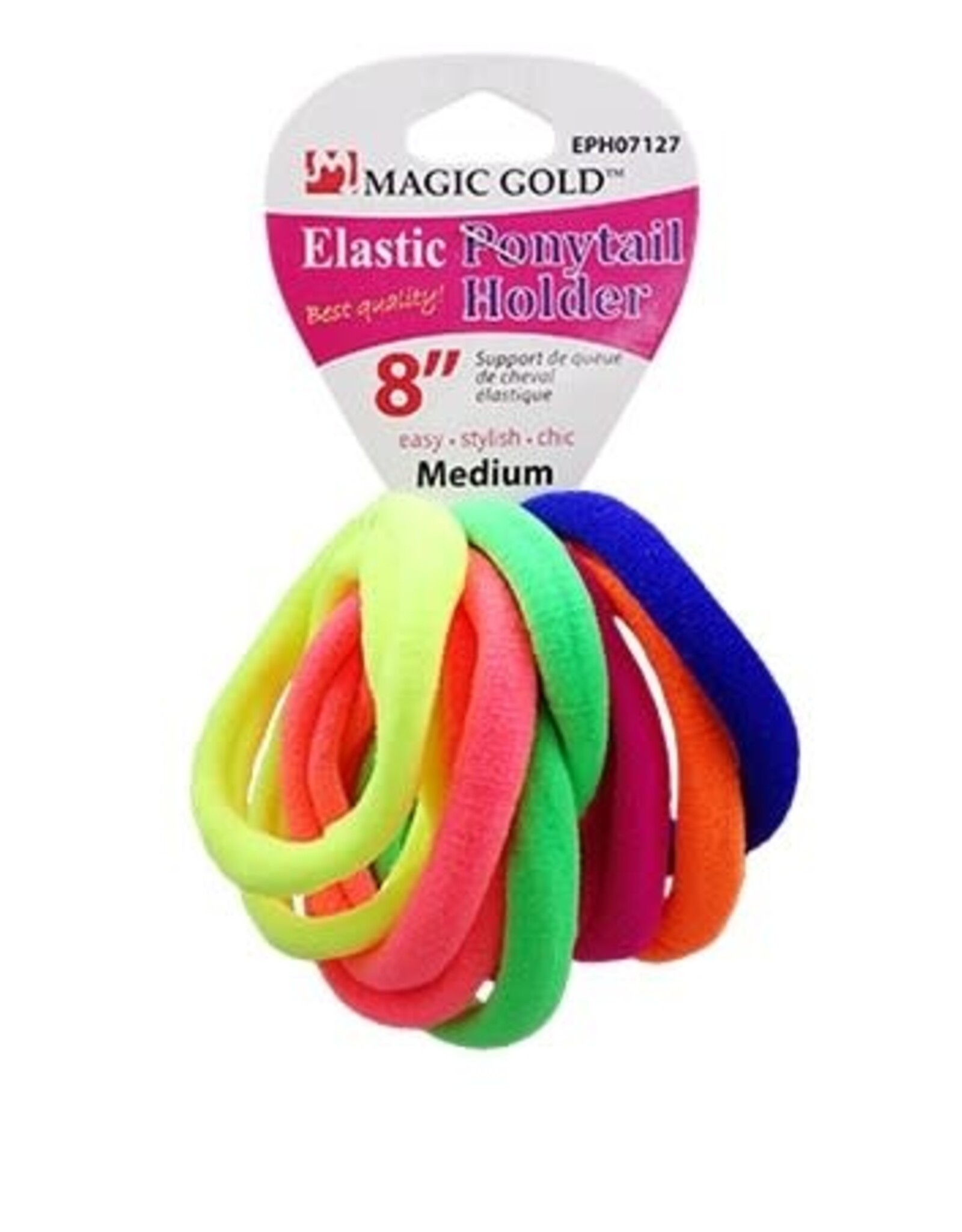 MAGIC SEAMLESS PONYTAIL HOLDER 12PC - MEDIUM 8"