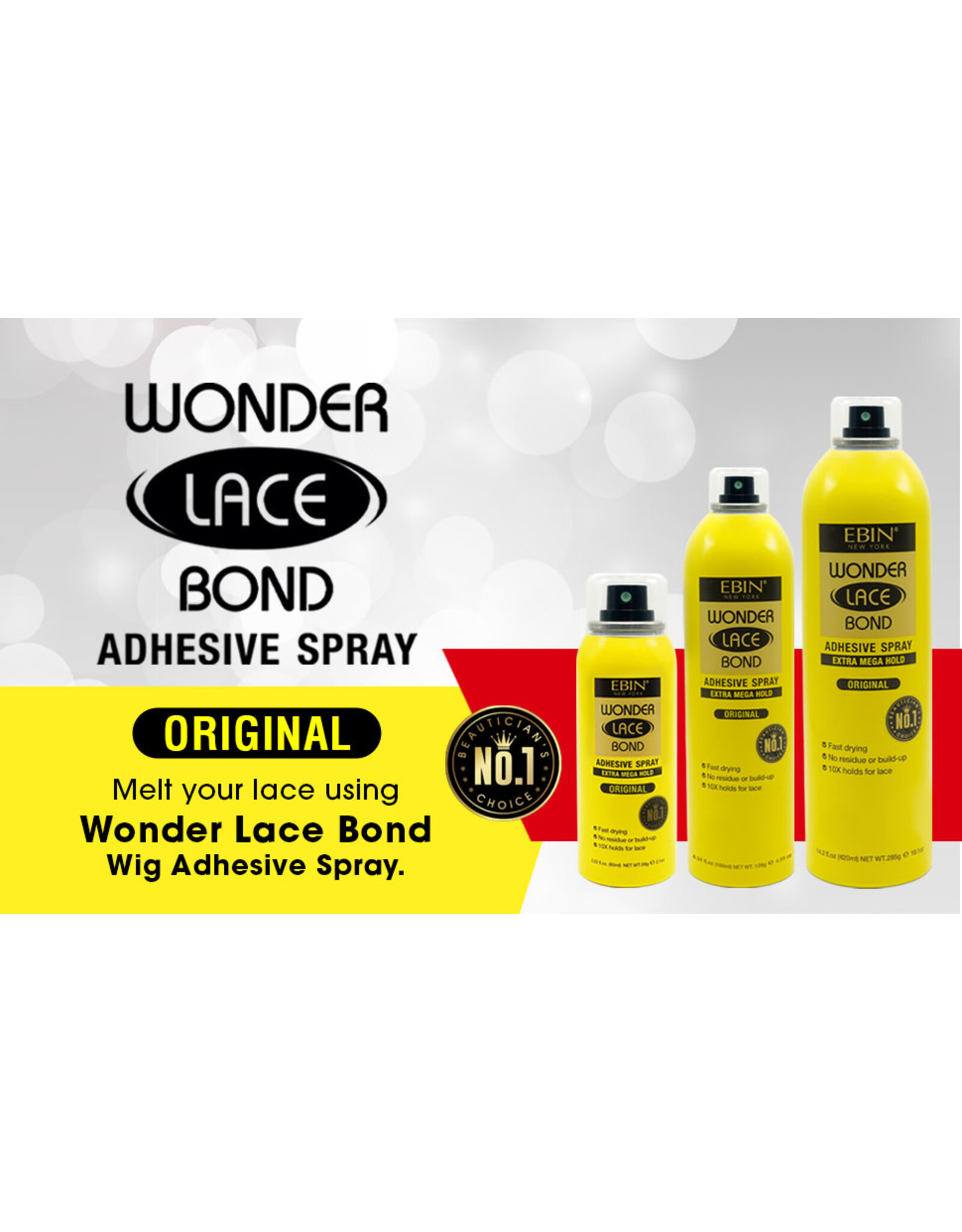 EBIN NEW YORK WONDER LACE BOND ADHESIVE SPRAY - EXTRA MEGA HOLD ORIGINAL