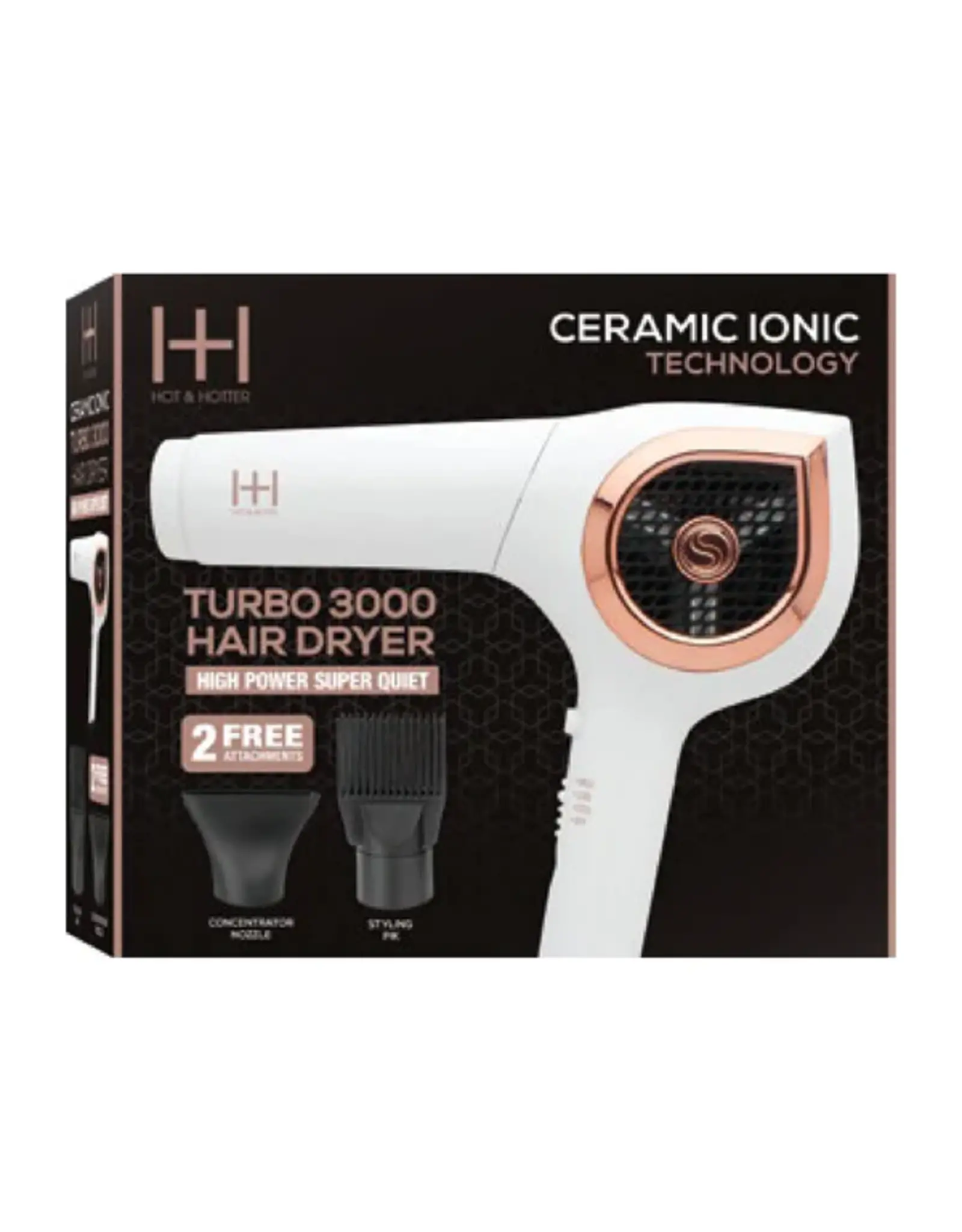 HOT & HOTTER CERAMIC IONIC TURBO 3000 - WHITE ROSE GOLD