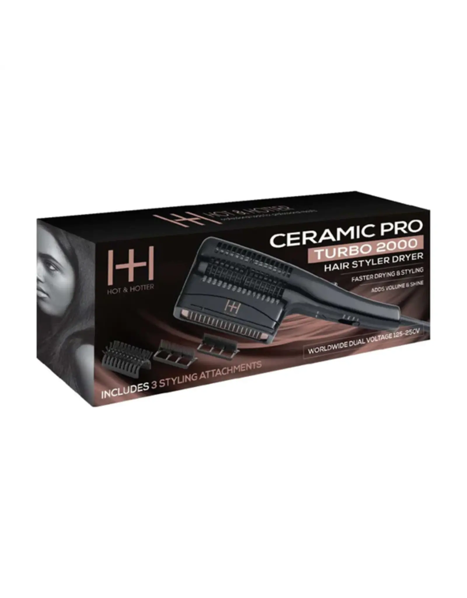 HOT & HOTTER CERAMIC PRO TURBO 2000 HAIR STYLER DRYER