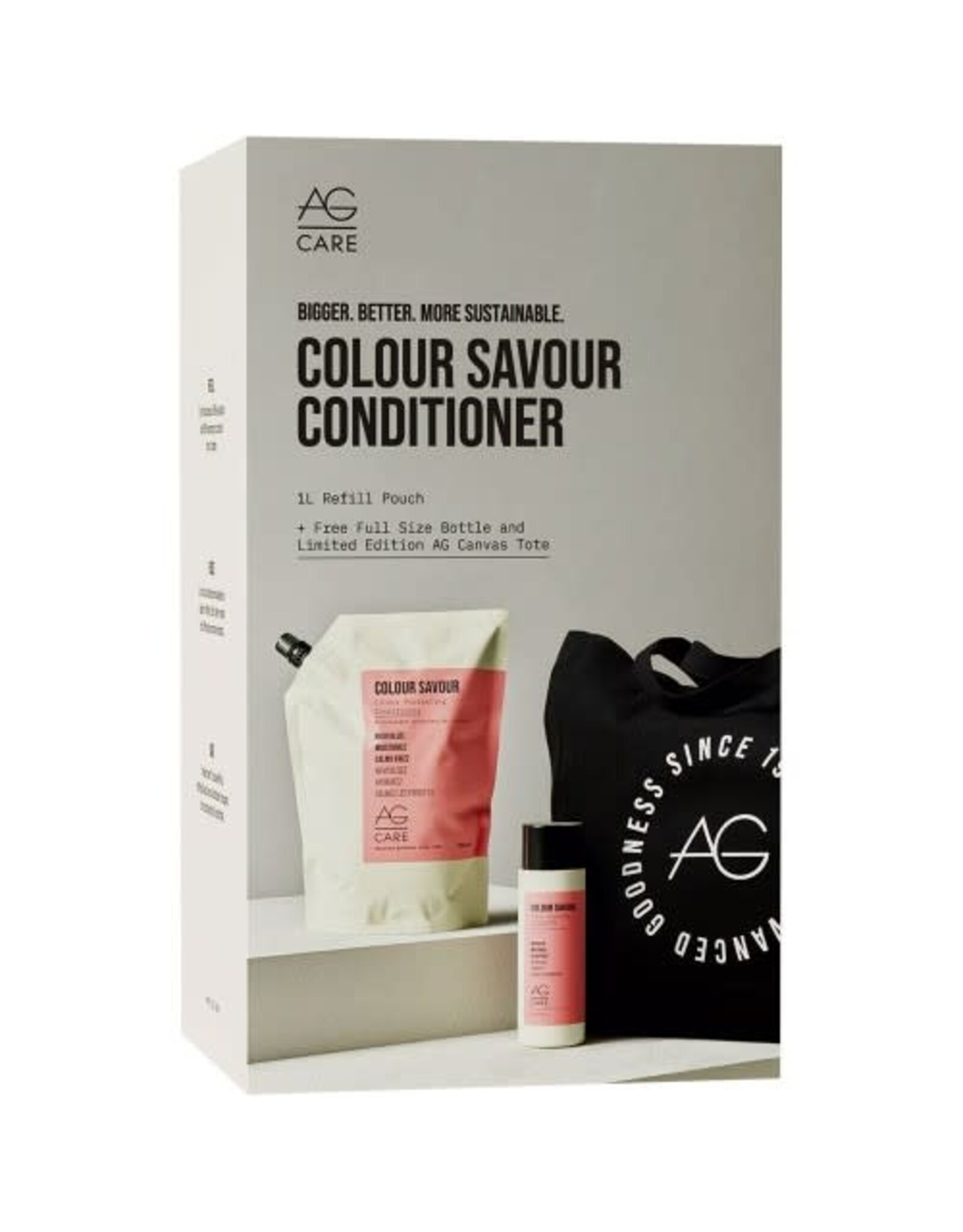 AG COLOUR SAVOUR CONDITIONER - 1L REFILL POUCH + FULL SIZE BOTTLE & LIMITED EDITION CANVAS TOTE