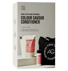 AG COLOUR SAVOUR CONDITIONER - 1L REFILL POUCH + FULL SIZE BOTTLE & LIMITED EDITION CANVAS TOTE