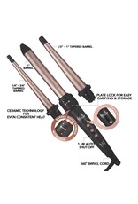 HOT & HOTTER 3-IN-1 INTERCHANGEABLE DIGITAL CERAMIC CURLING WAND SET