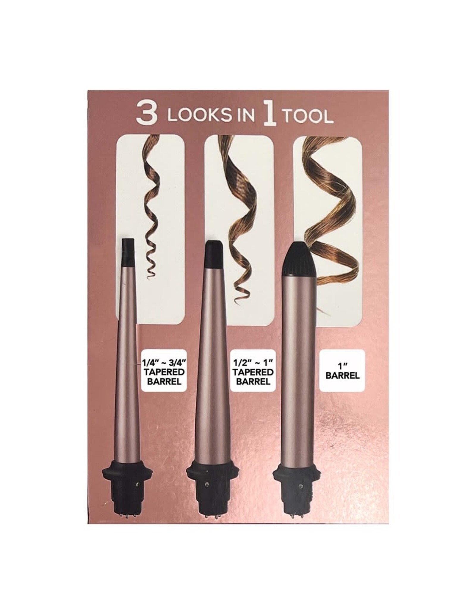 HOT & HOTTER 3-IN-1 INTERCHANGEABLE DIGITAL CERAMIC CURLING WAND SET