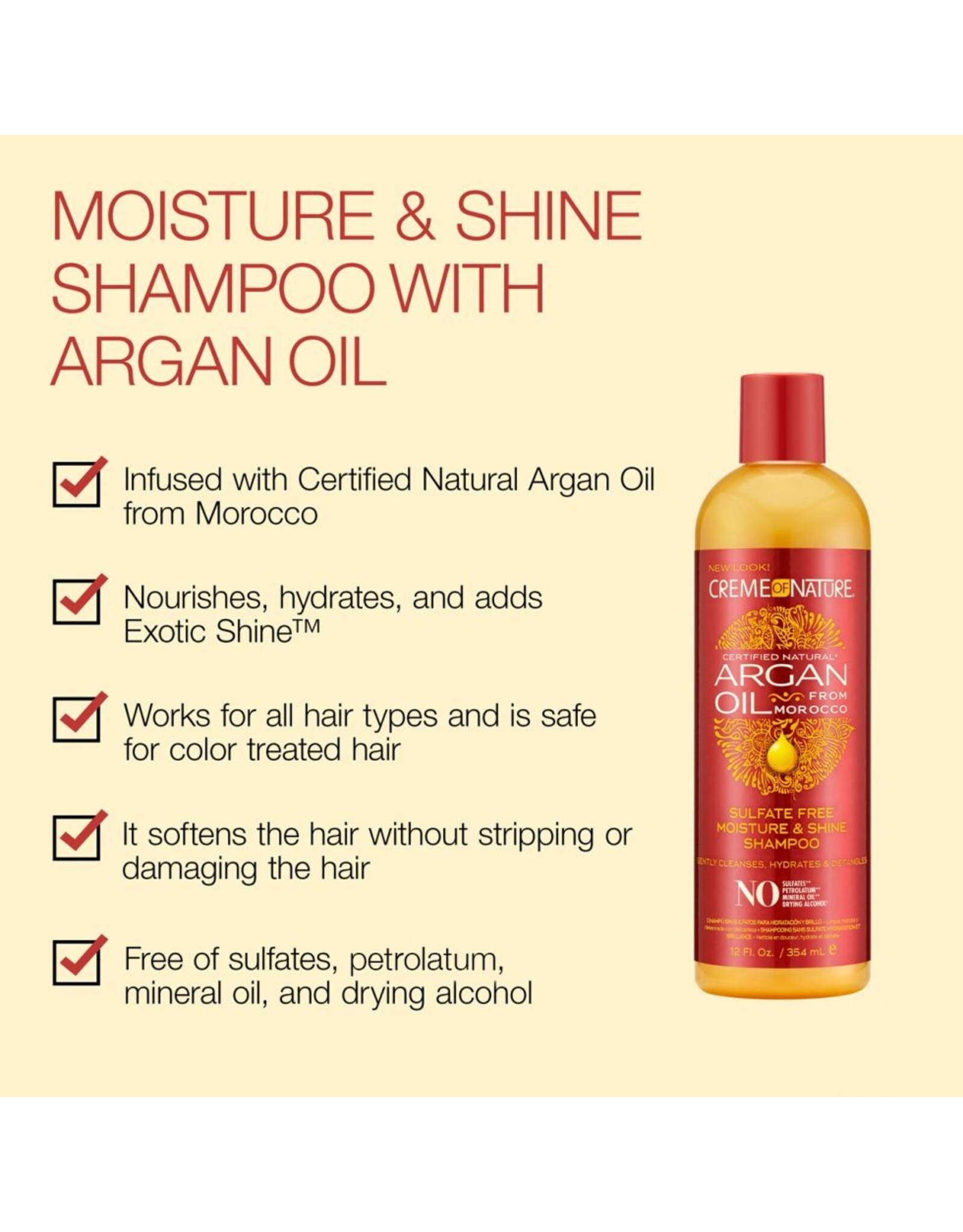 CREME OF NATURE ARGAN OIL MOISTURE & SHINE SHAMPOO