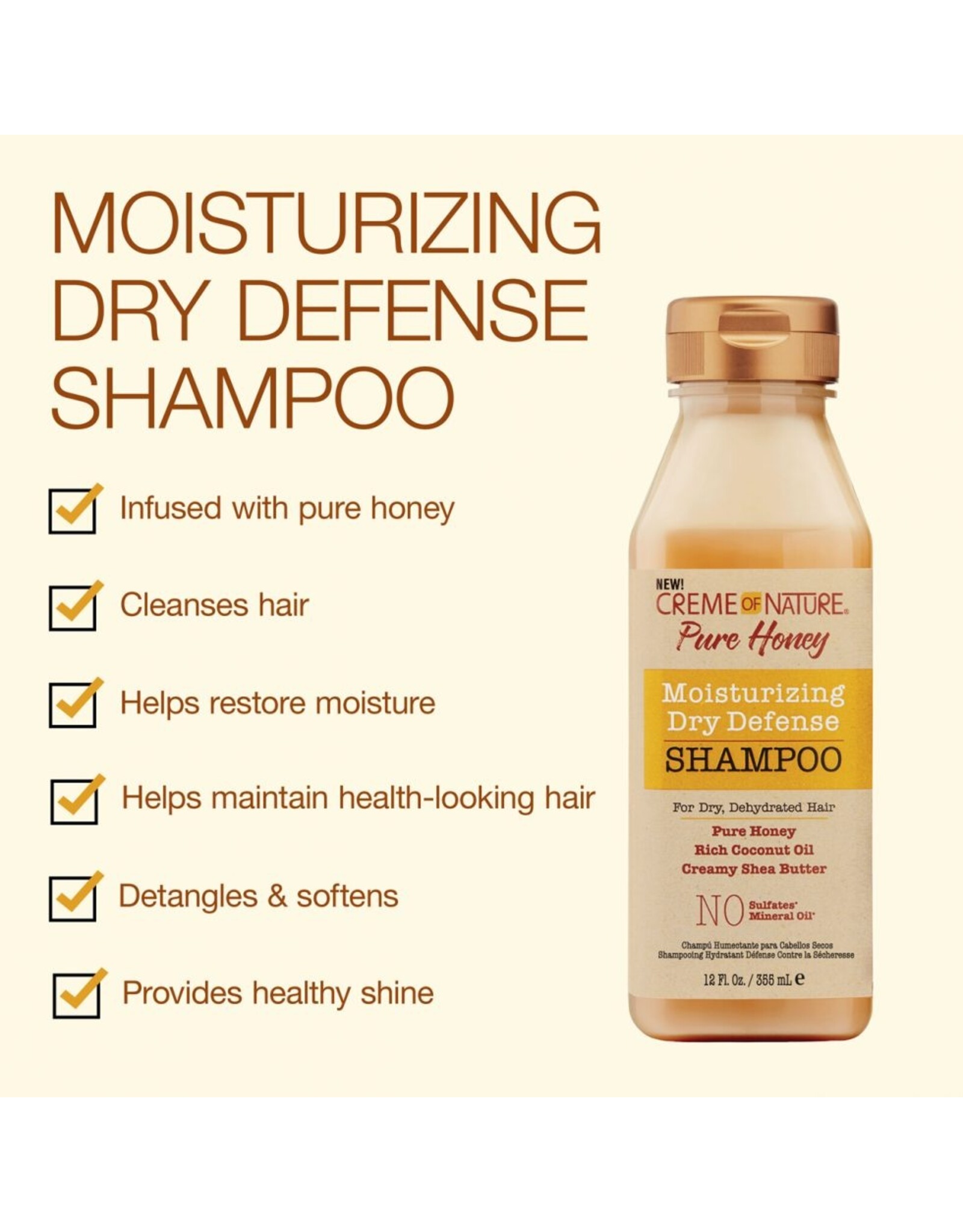 CREME OF NATURE PURE HONEY SHAMPOO 12OZ