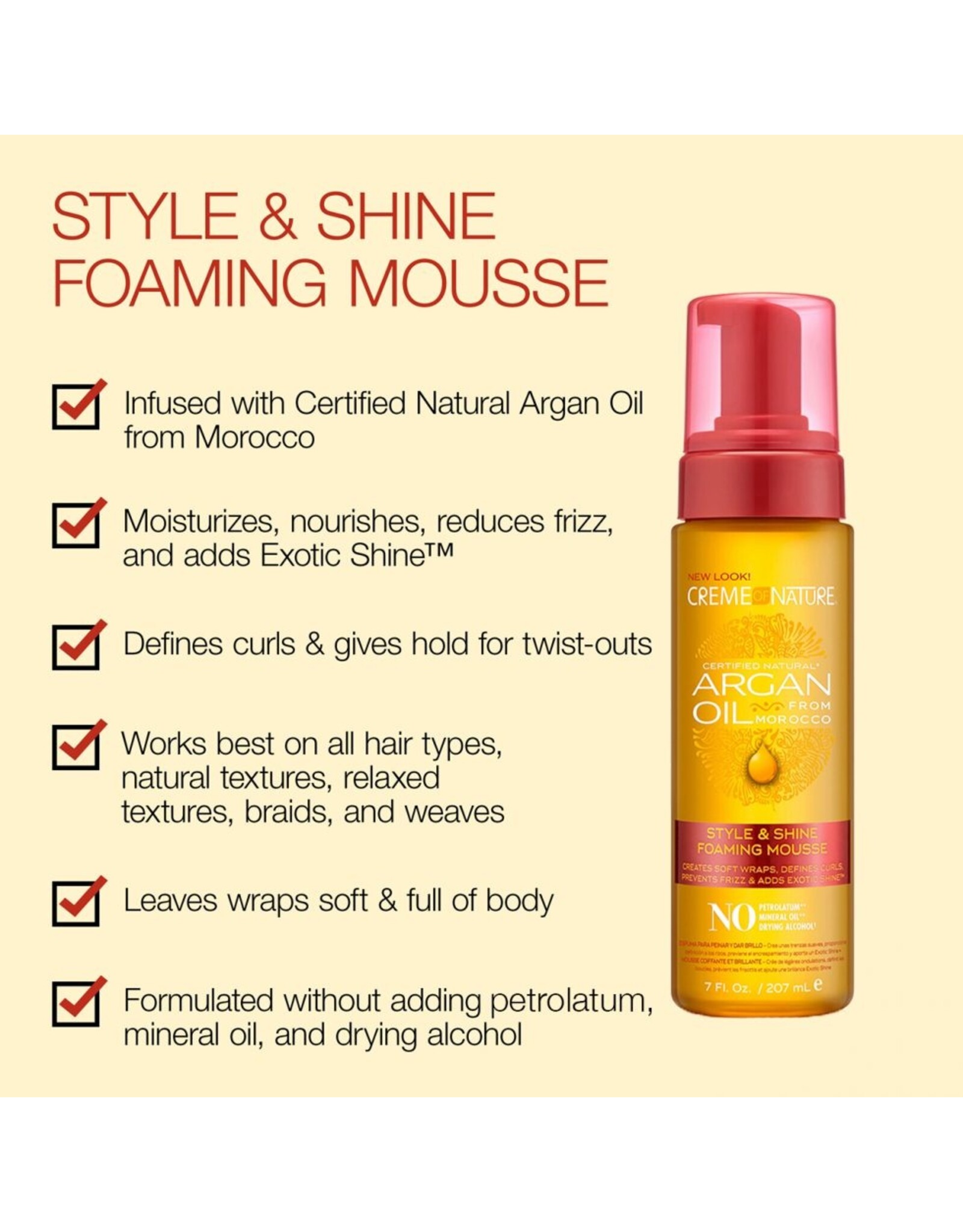 CREME OF NATURE ARGAN OIL STYLE & SHINE FOAMING MOUSSE