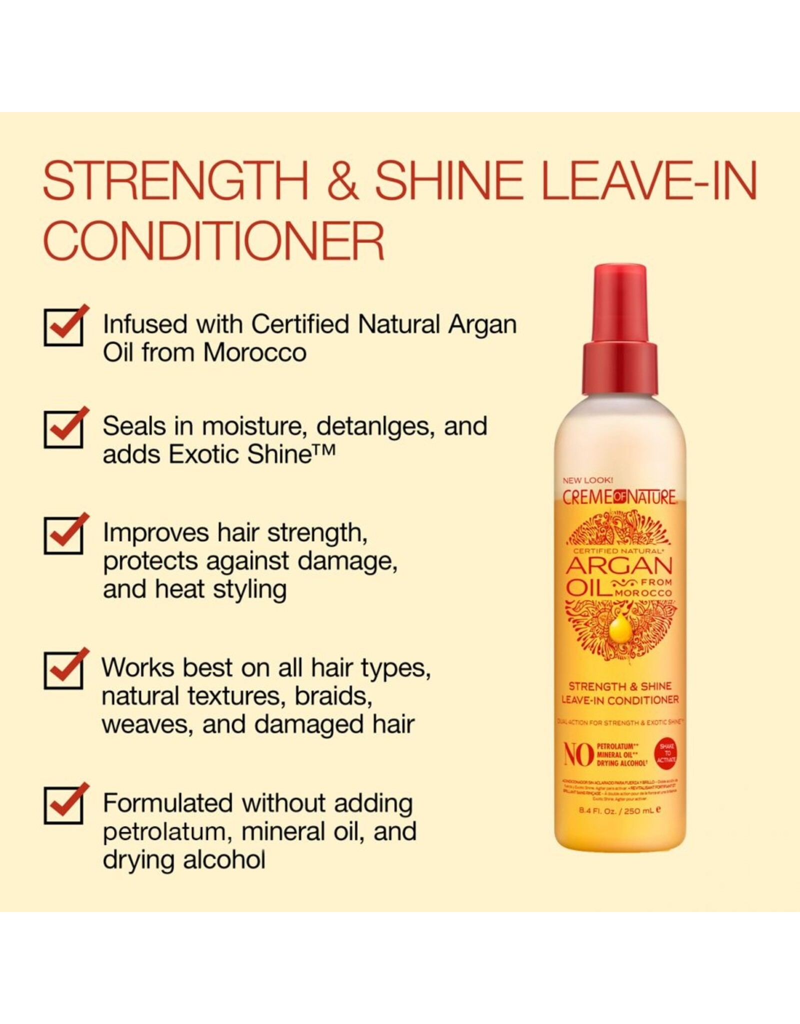 CREME OF NATURE ARGAN OIL STRENGTH & SHINE LEAVE-IN CONDITIONER 250ML