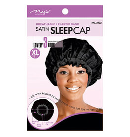 MAGIC SATIN SLEEP CAP BLACK X-LARGE 21"