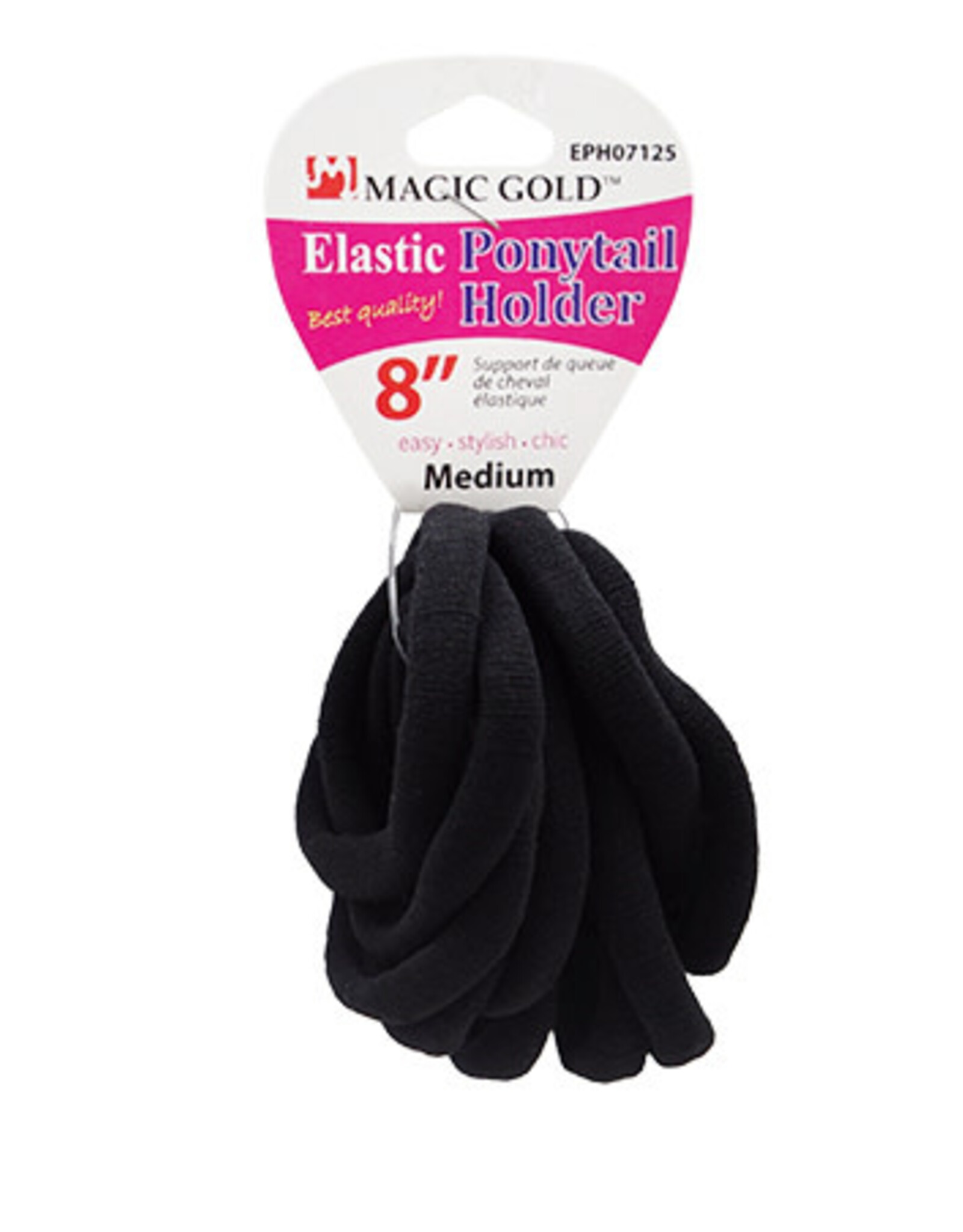 MAGIC SEAMLESS PONYTAIL HOLDER 12PC - MEDIUM 8"