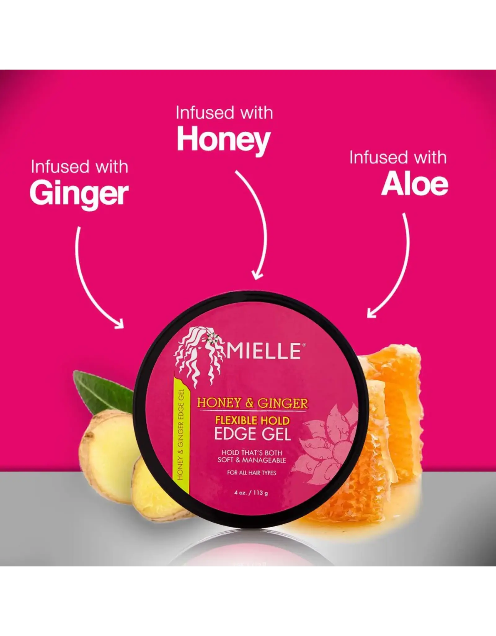 MIELLE ORGANICS HONEY & GINGER FLEXIBLE HOLD EDGE GEL 4OZ