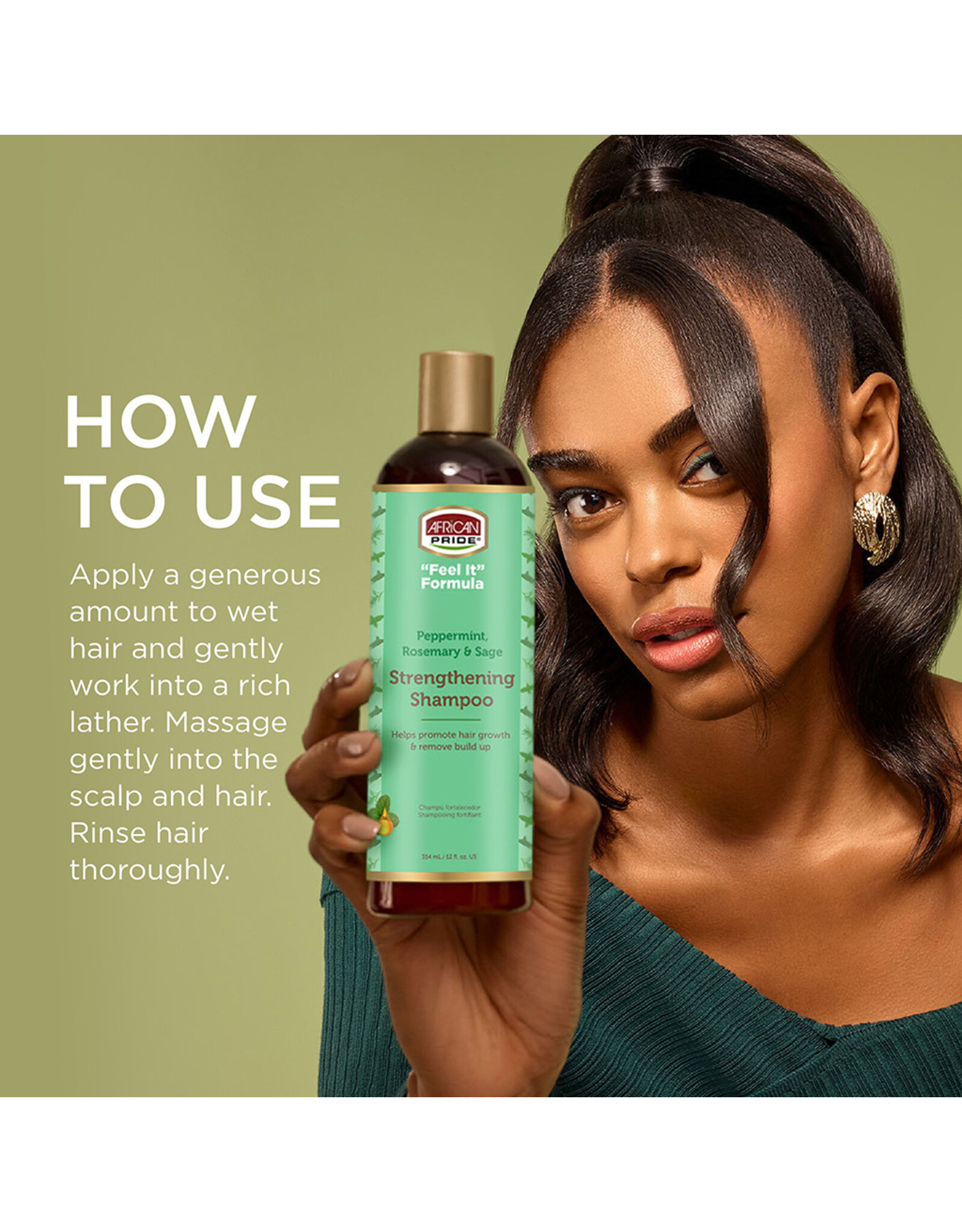 AFRICAN PRIDE "FEEL IT" FORMULA STRENGTHENING SHAMPOO 12OZ