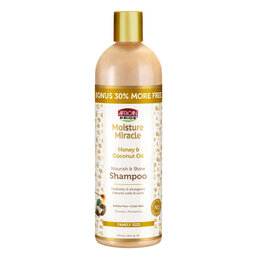 AFRICAN PRIDE MOISTURE MIRACLE HONEY & COCONUT OIL NOURISH & SHINE SHAMPOO 12OZ