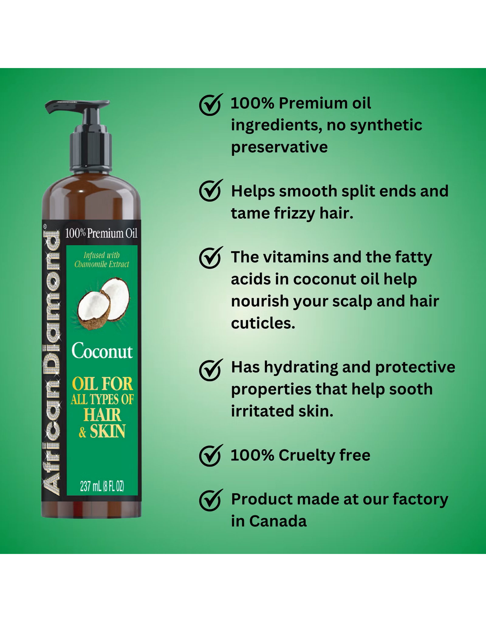 AFRICAN DIAMOND 100% NATURAL OIL FOR ALL TYPES OF HAIR & SKIN